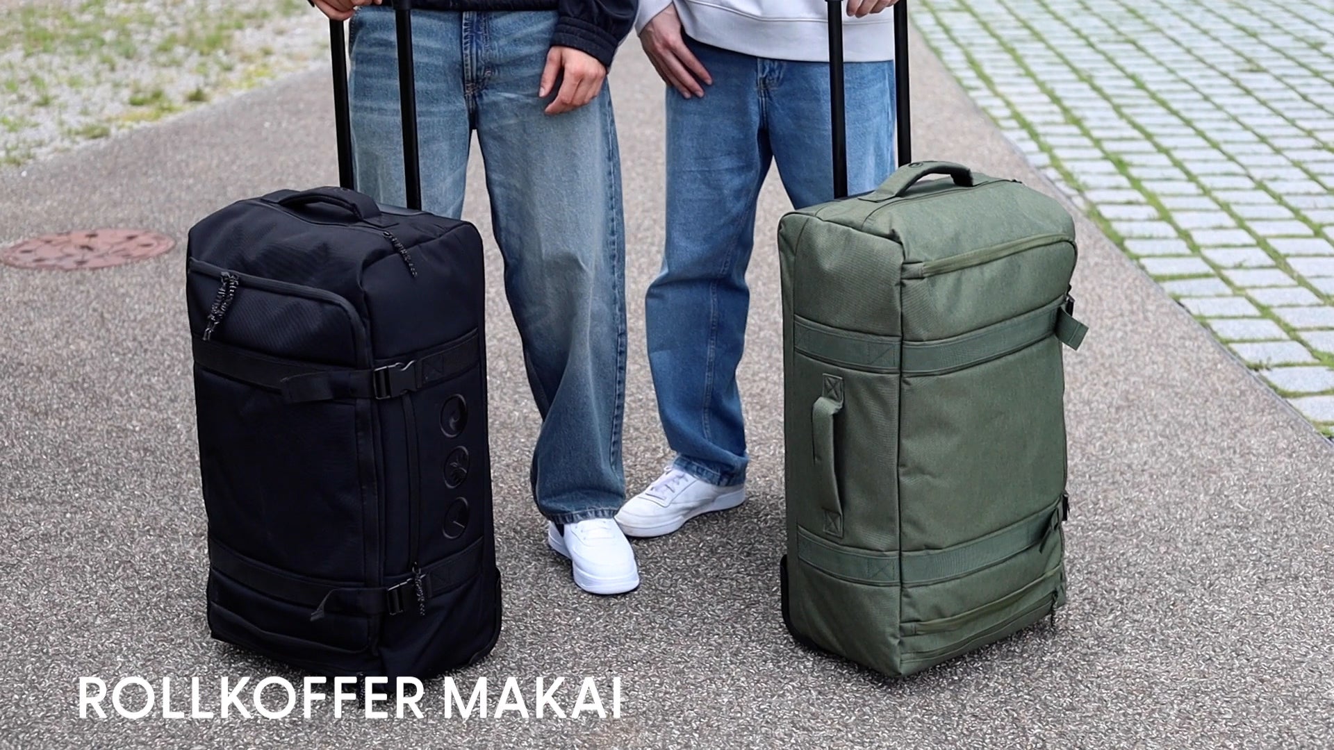 Reisetaschen mit Rollen in olive und black MAKAI