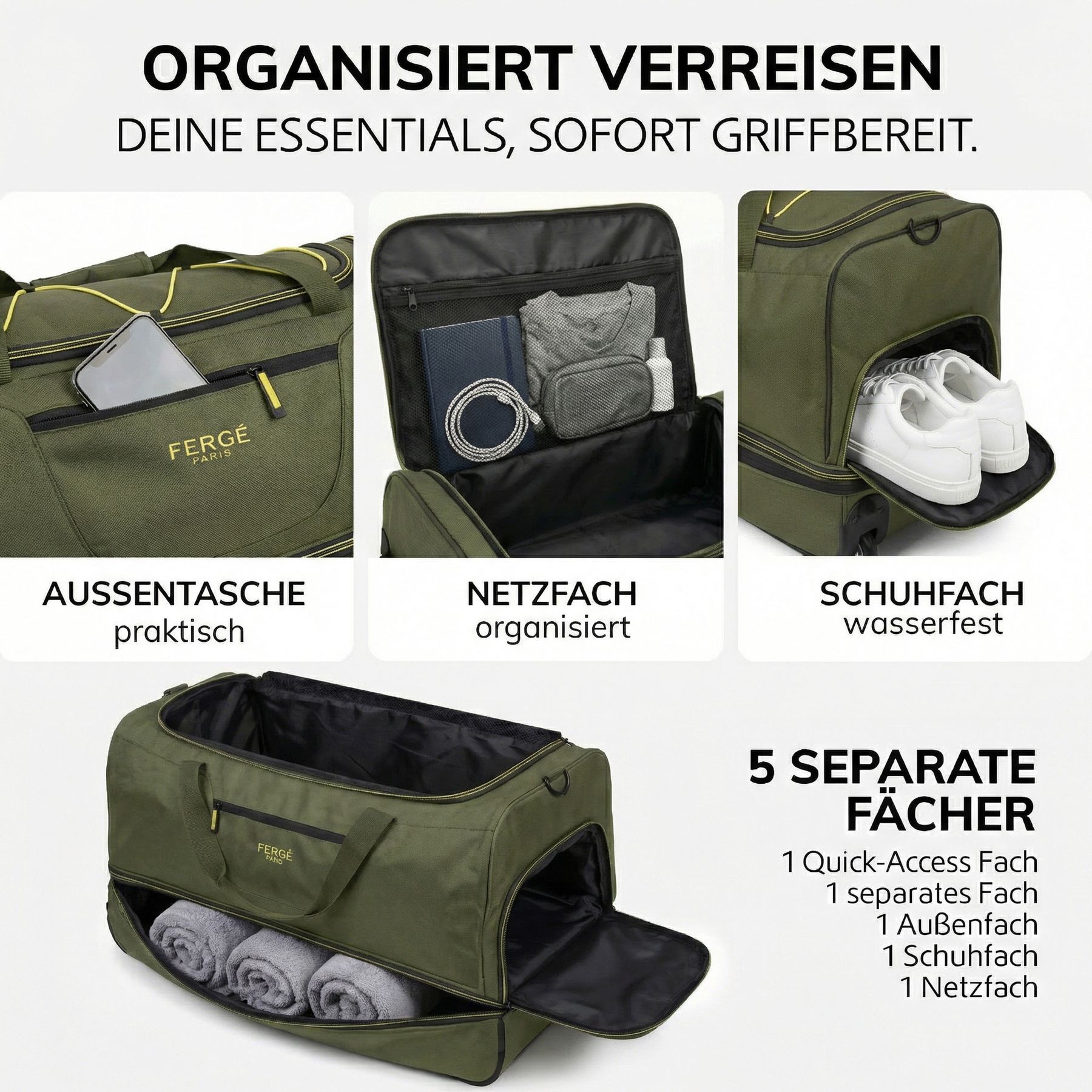 Erweiterbare Reisetasche mit Rollen PARIS