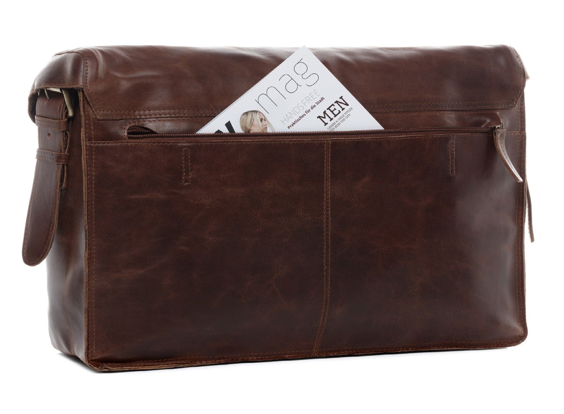 SID & VAIN Aktentasche Leder XL ETON braun-cognac 20419