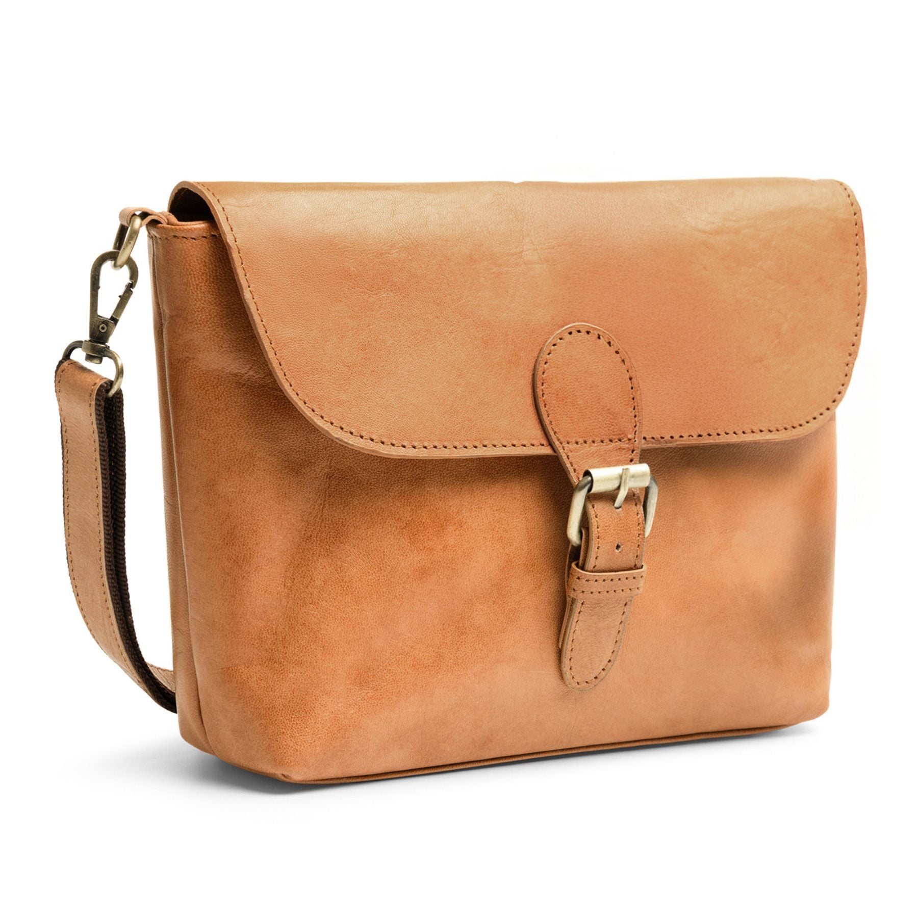 SID & VAIN Crossbody echt Leder Umhängetasche Damen Handtasche hellbraun Ledertasche MAE 50514