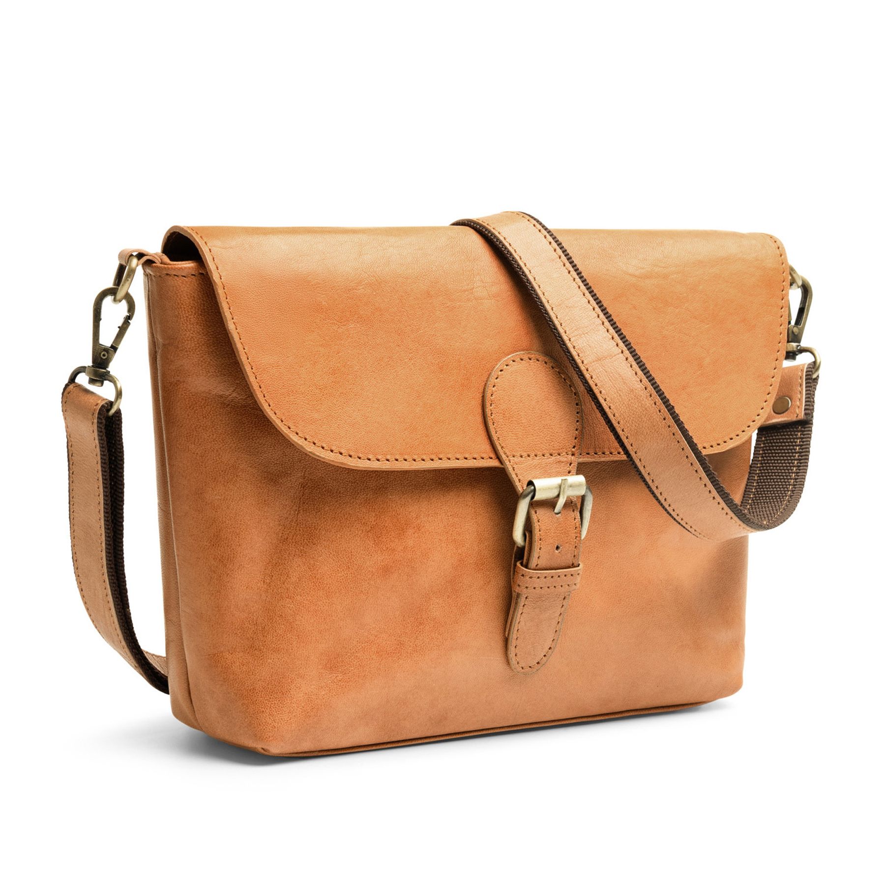 SID & VAIN Crossbody echt Leder Umhängetasche Damen Handtasche hellbraun Ledertasche MAE 50512