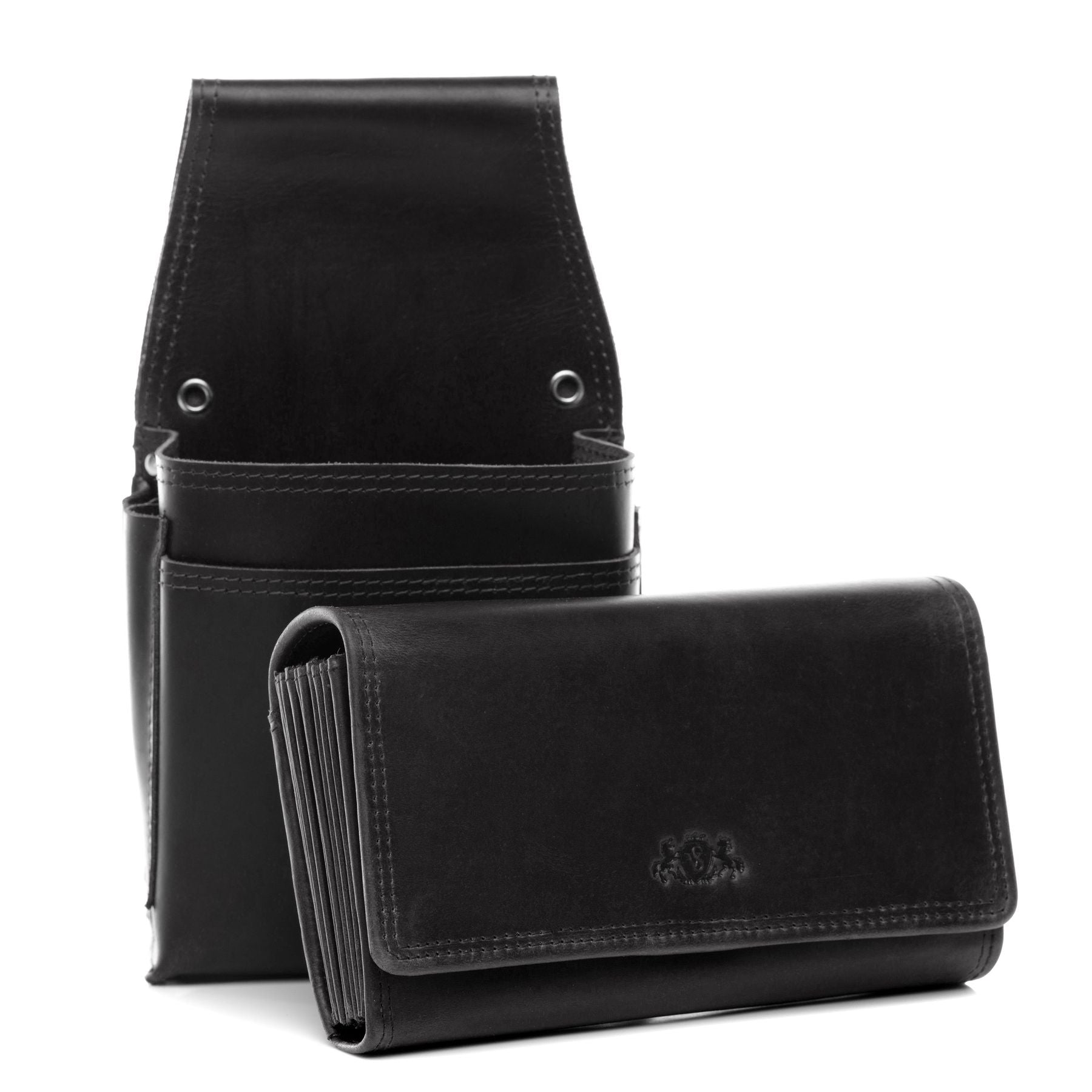 SID & VAIN Kellner Geldbeutel und Holster Leder ABERDEEN combi-schwarz 33639