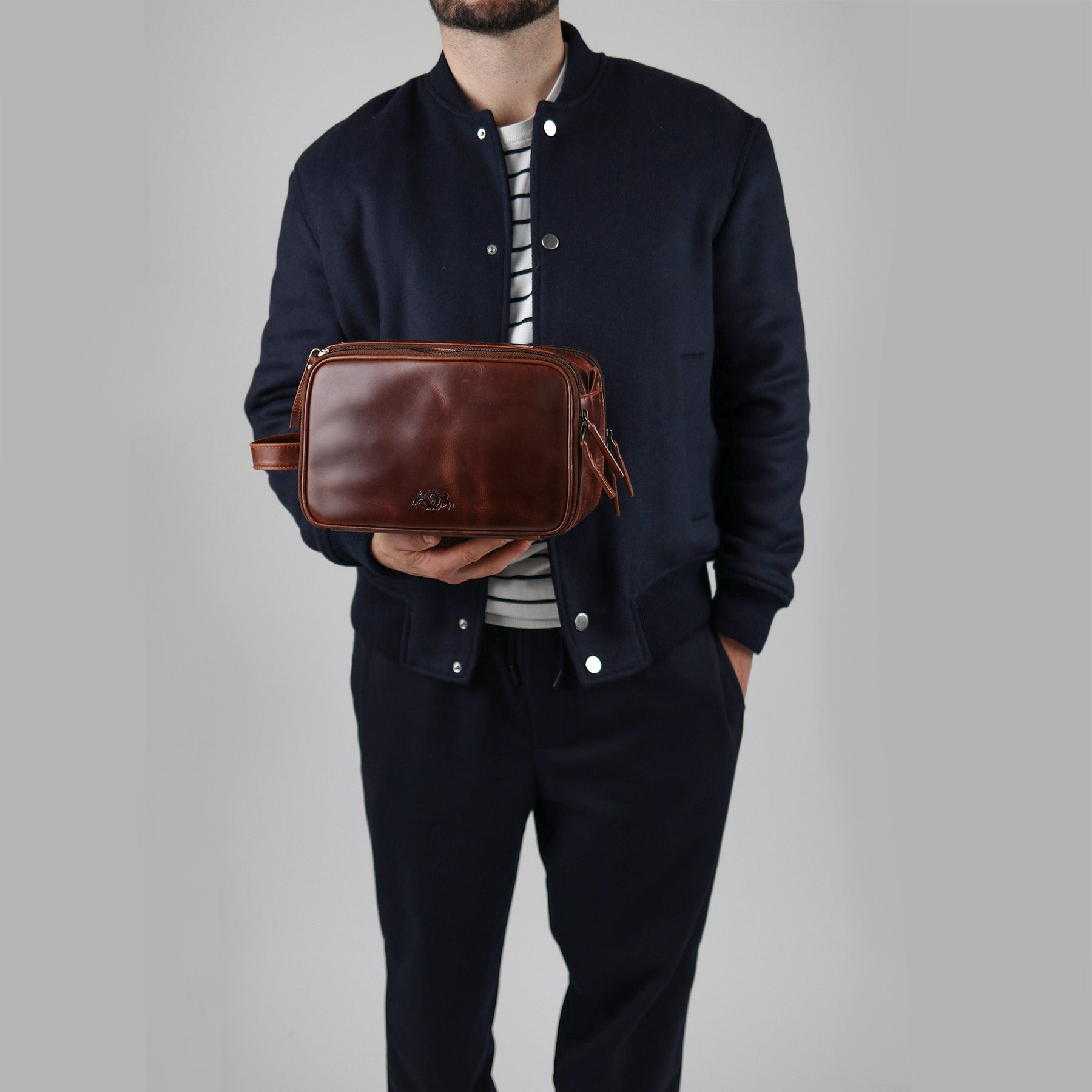 SID & VAIN Kulturbeutel Leder LOUIS braun-cognac oder schwarz 39389