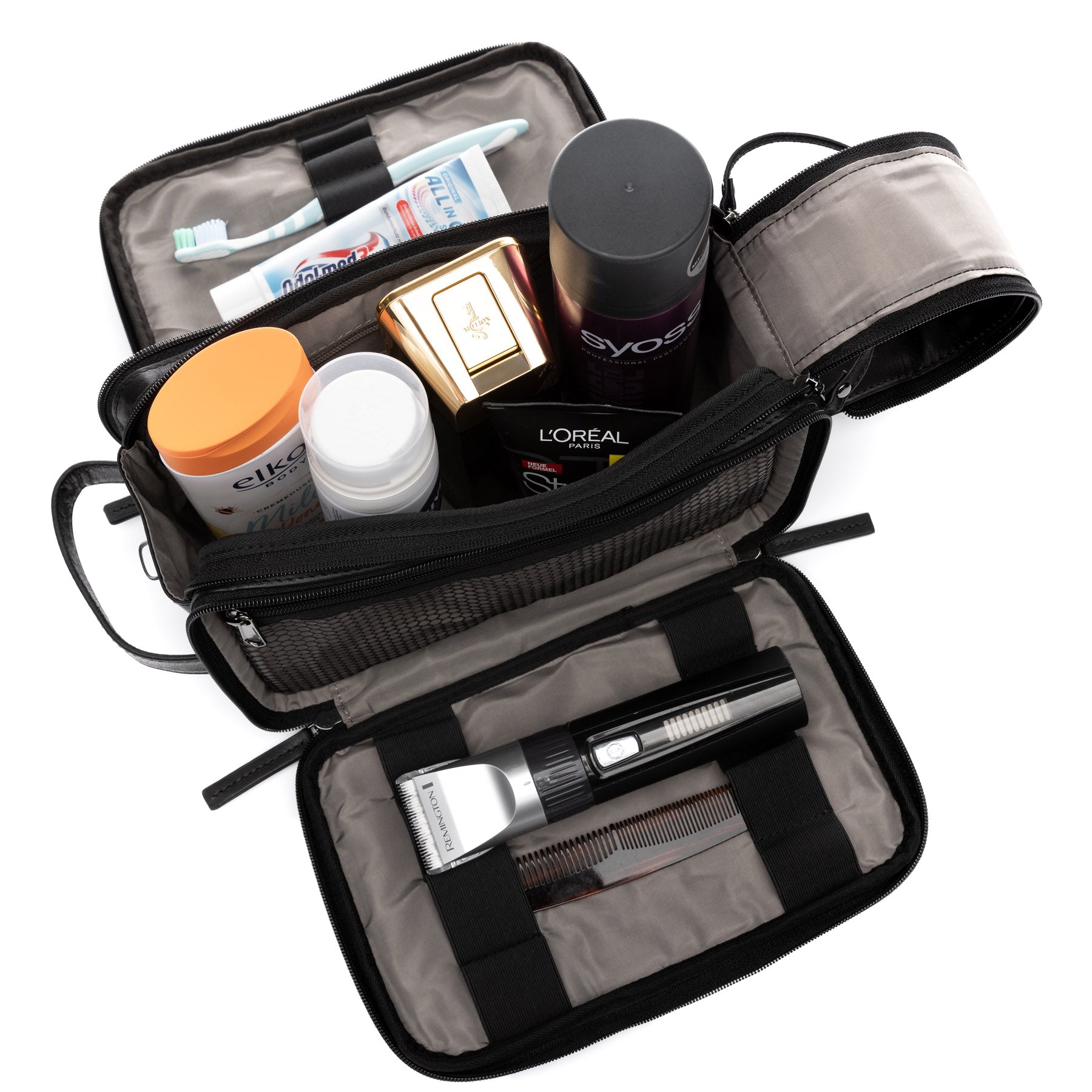 SID & VAIN Kulturbeutel Leder LOUIS braun-cognac oder schwarz 39099