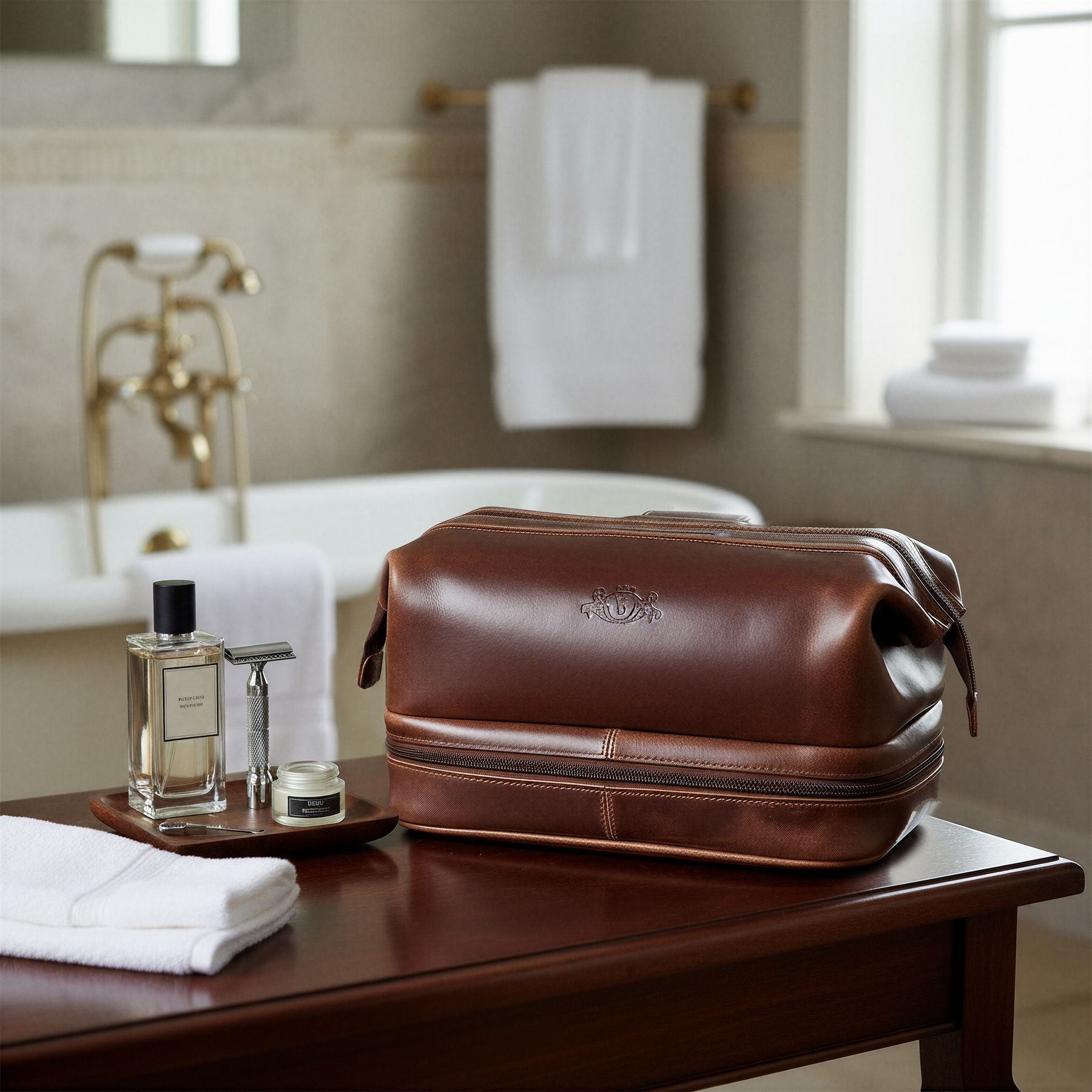 SID & VAIN toiletry bag leather NOTTINGHAM brown toiletry bag