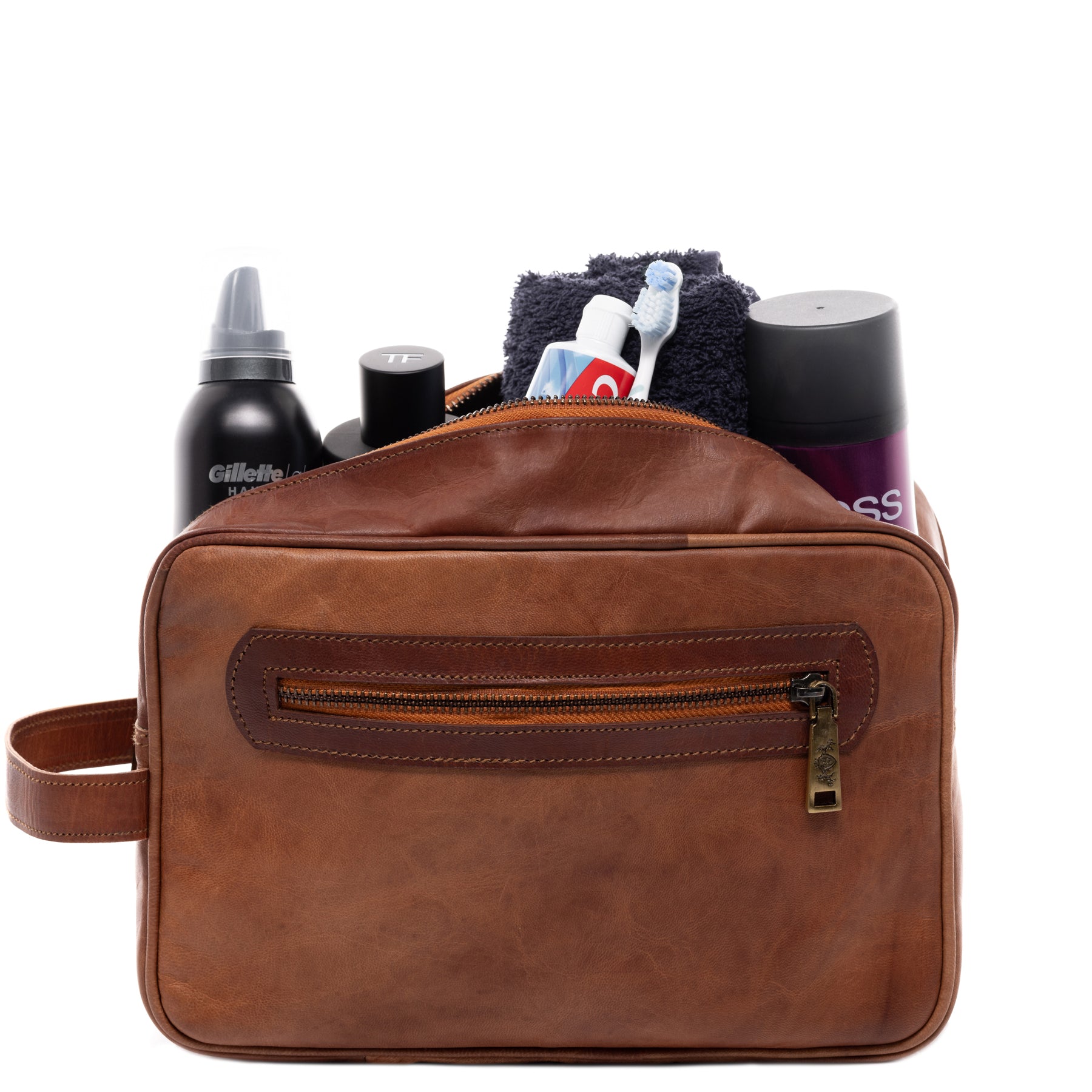 SID & VAIN Kulturtasche Leder JOSH hellbraun Kulturbeutel 43839