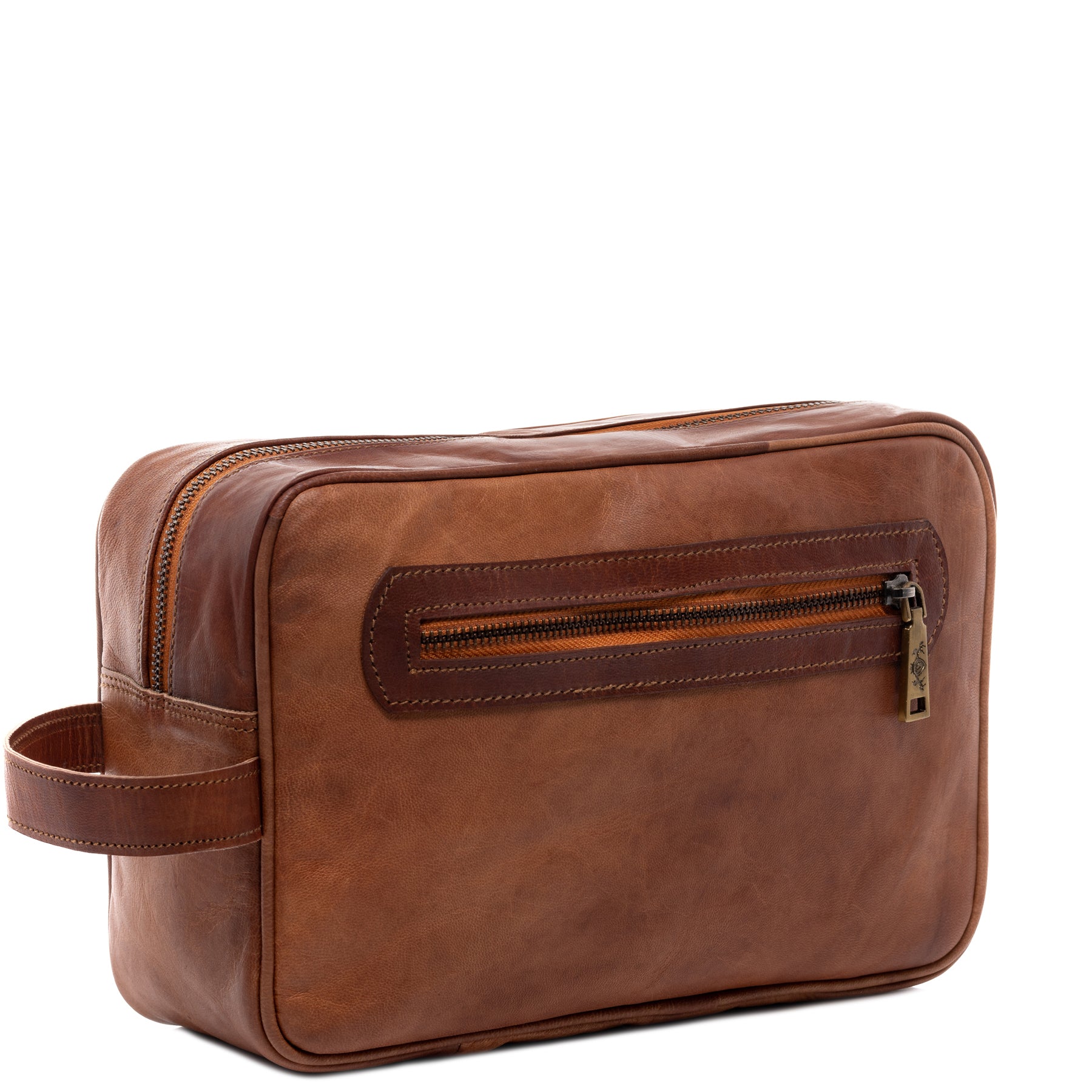 SID & VAIN Kulturtasche Leder JOSH hellbraun Kulturbeutel 43837