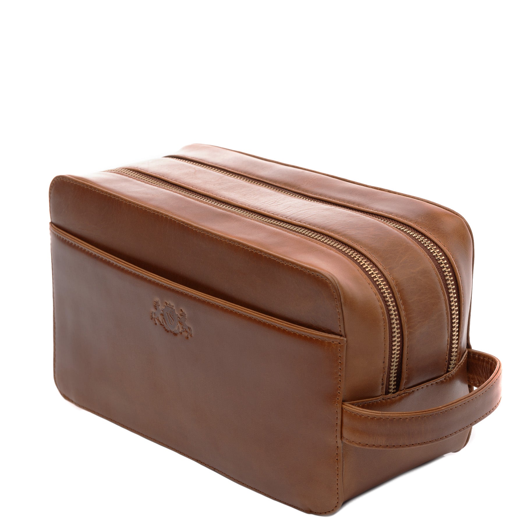 SID & VAIN Kulturtasche Leder QUENTIN Hellbraun Kulturbeutel 45605