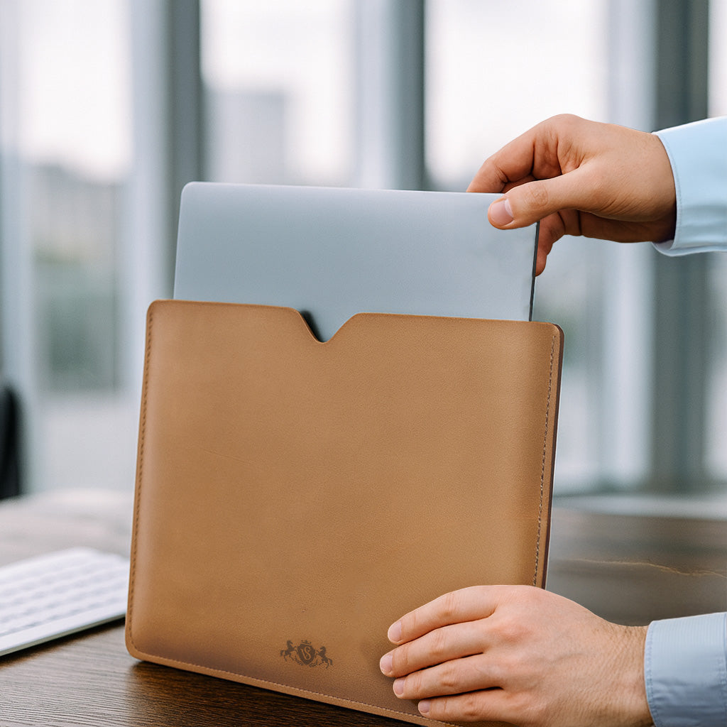 SID & VAIN Laptop-Hülle Leder RORY braun 13" Laptop-Cover 50106