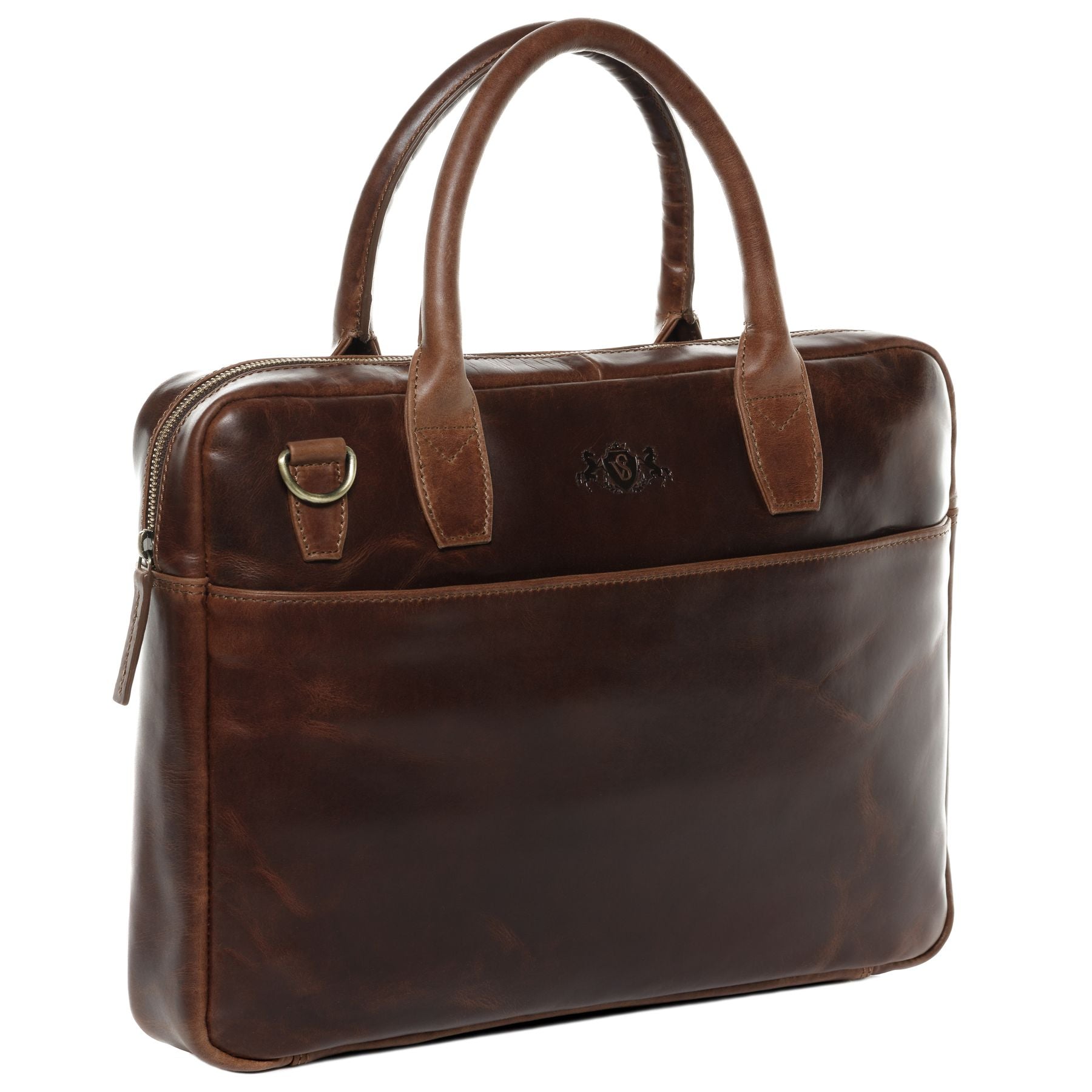 SID & VAIN Laptoptasche Leder Slim BOSTON braun-cognac 28095