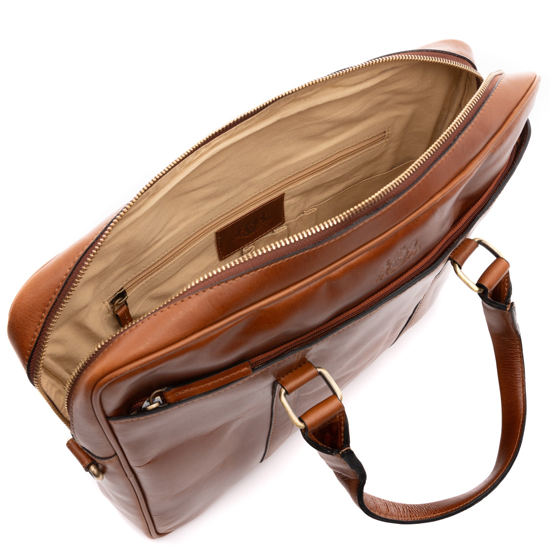 SID & VAIN Laptoptasche Leder BRADY hellbraun Businesstasche 45687