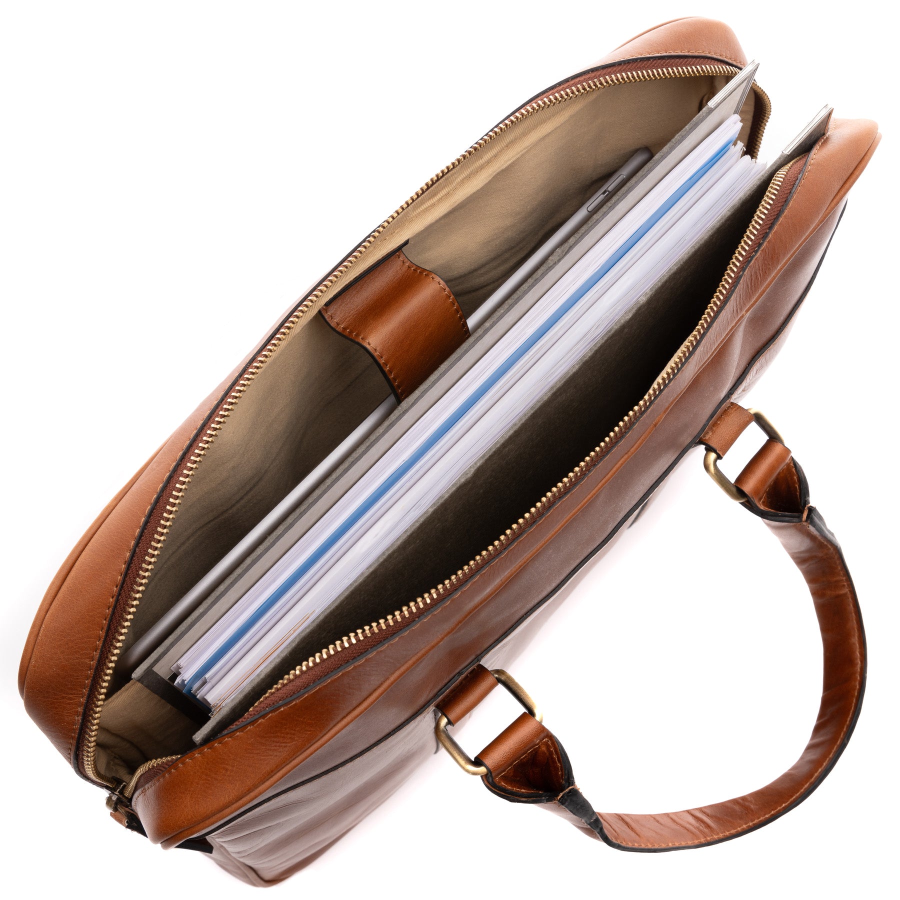 SID & VAIN Laptoptasche Leder BRADY hellbraun Businesstasche 45686