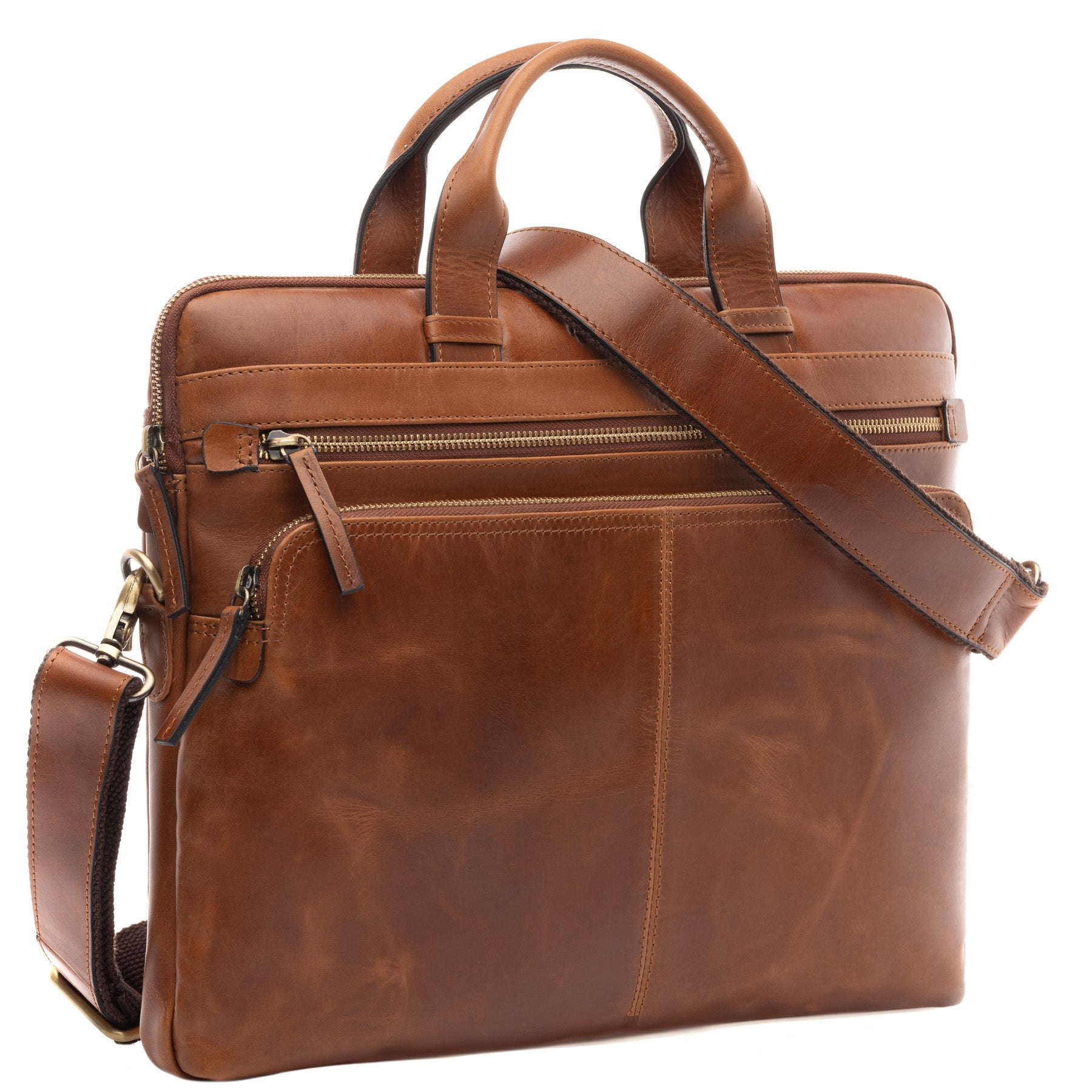 SID & VAIN Laptoptasche Leder CARSON braun Businesstasche 1