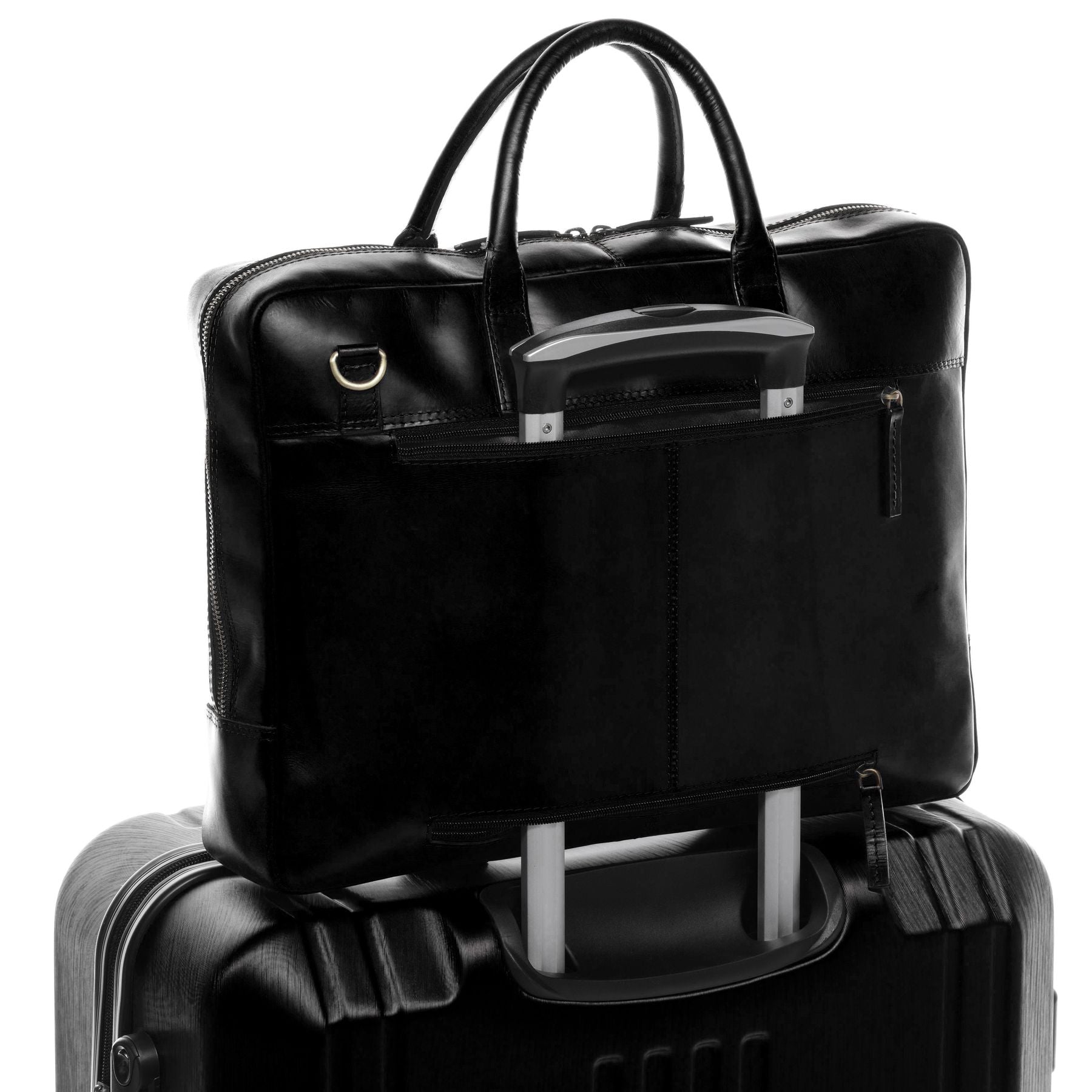 SID & VAIN Laptoptasche Leder DIXON schwarz-smooth 20483