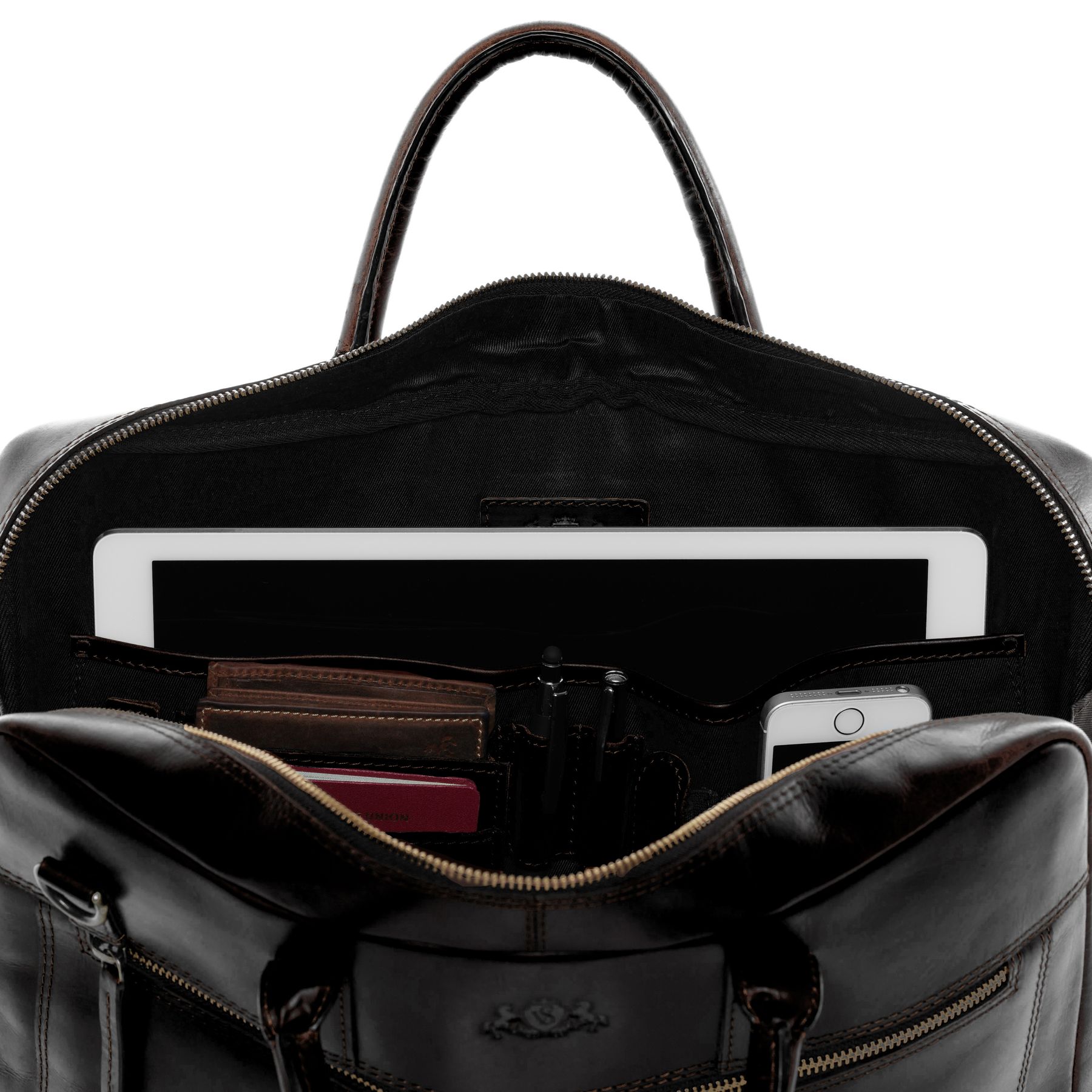SID & VAIN Laptoptasche Leder DIXON schwarz-smooth 20485