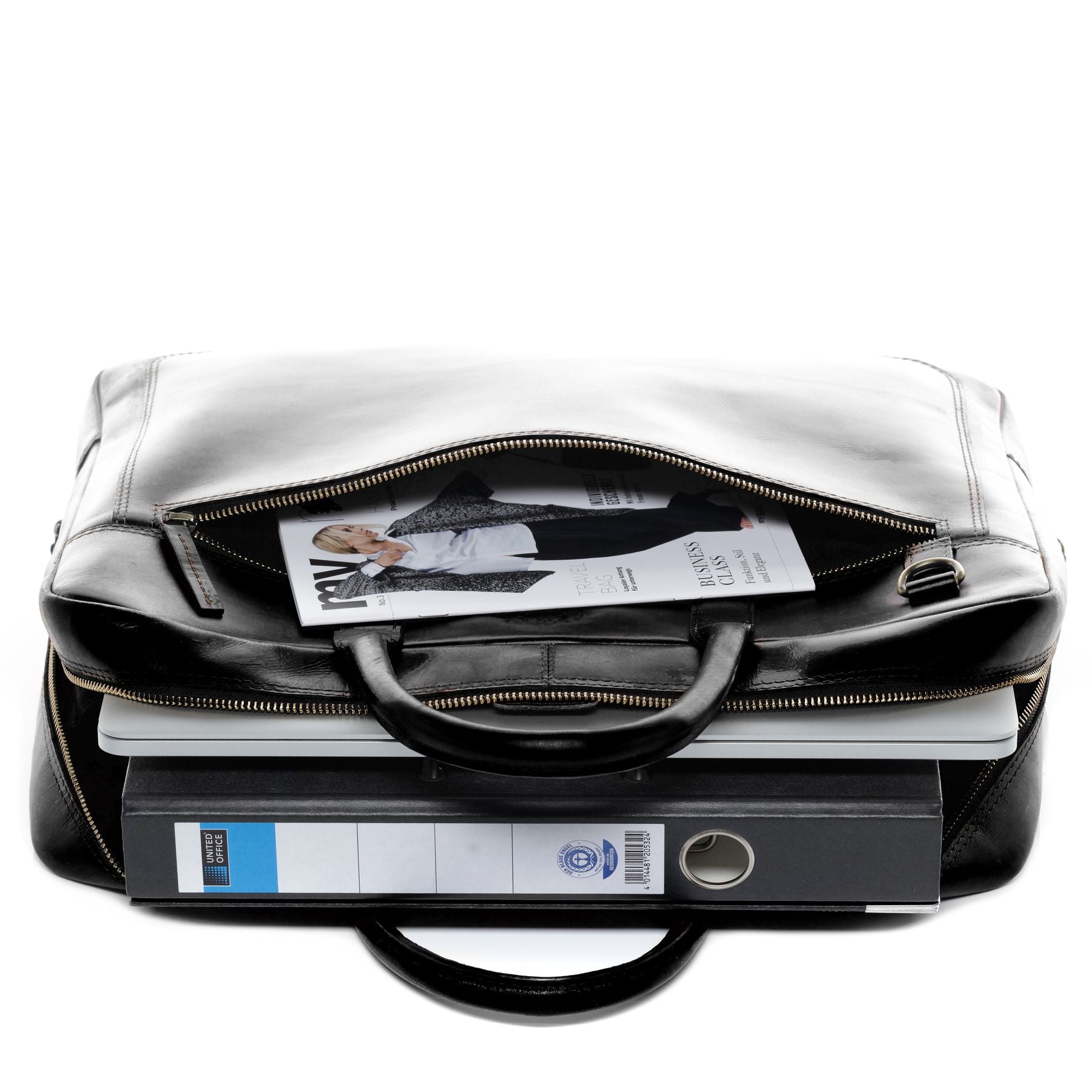 SID & VAIN Laptoptasche Leder DIXON schwarz-smooth 20486