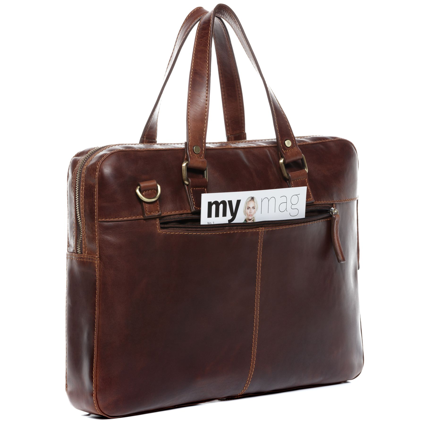SID & VAIN Laptoptasche Leder Slim Maguire braun-cognac 24057