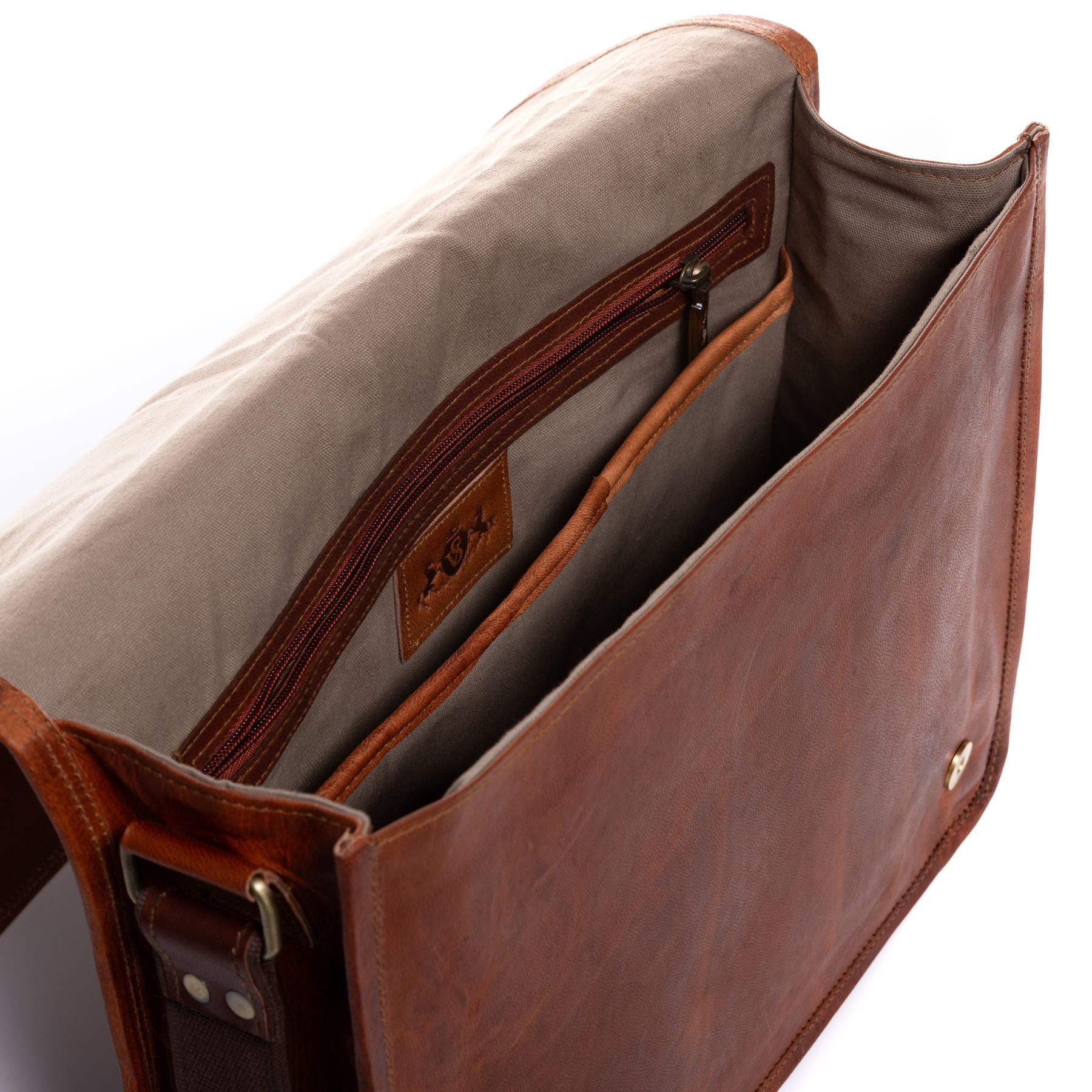 Messenger Bag Camden hellbraun innen