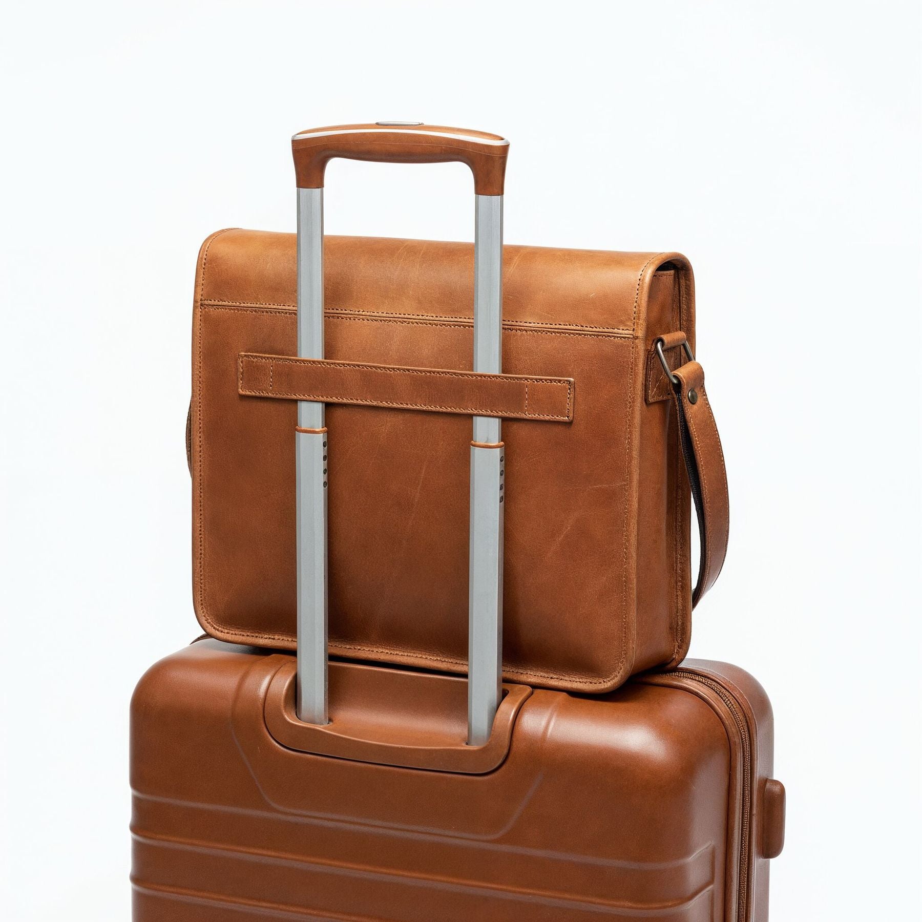 Messenger Bag Camden hellbraun hinten trolley