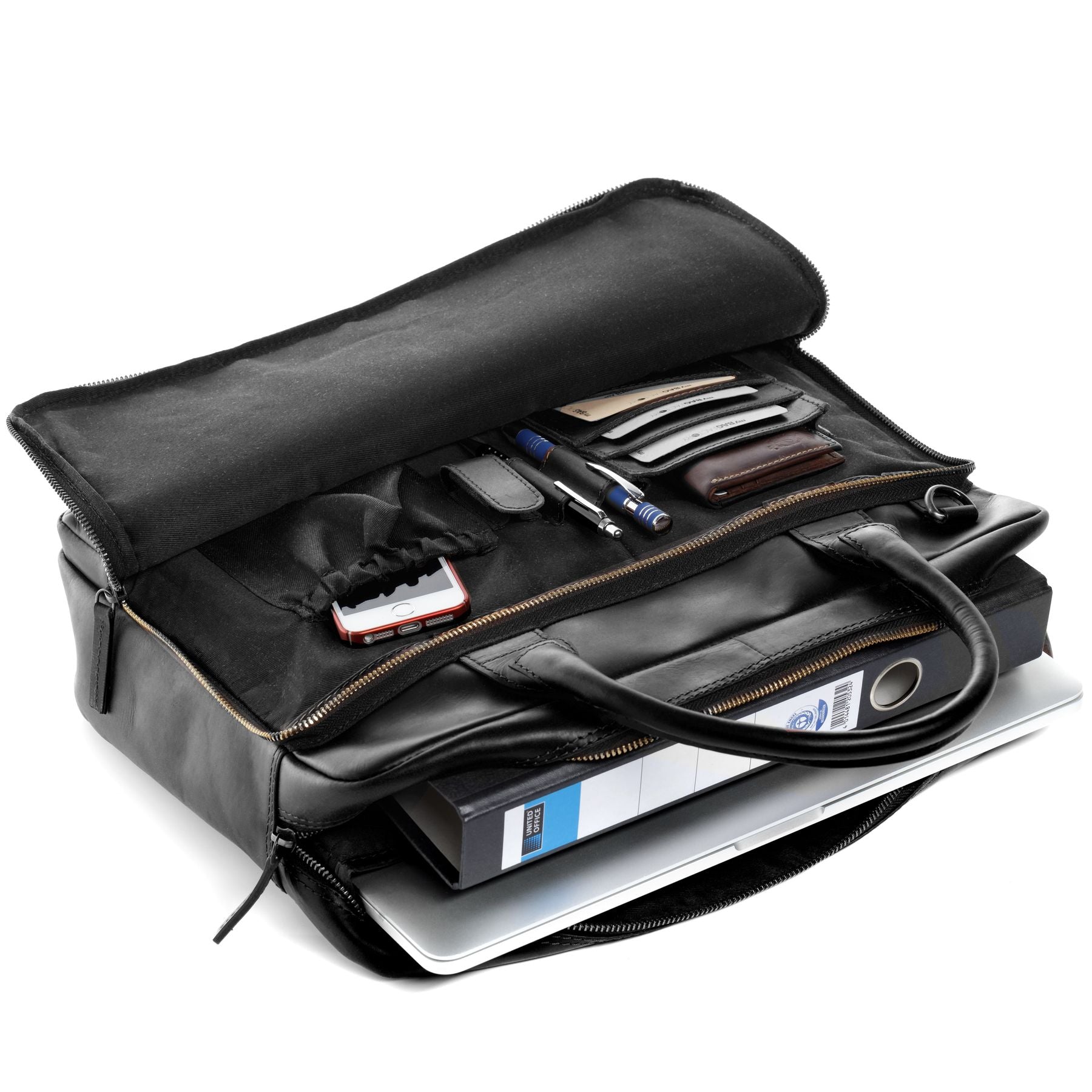 SID & VAIN Laptoptasche Leder XL RYAN schwarz 27976