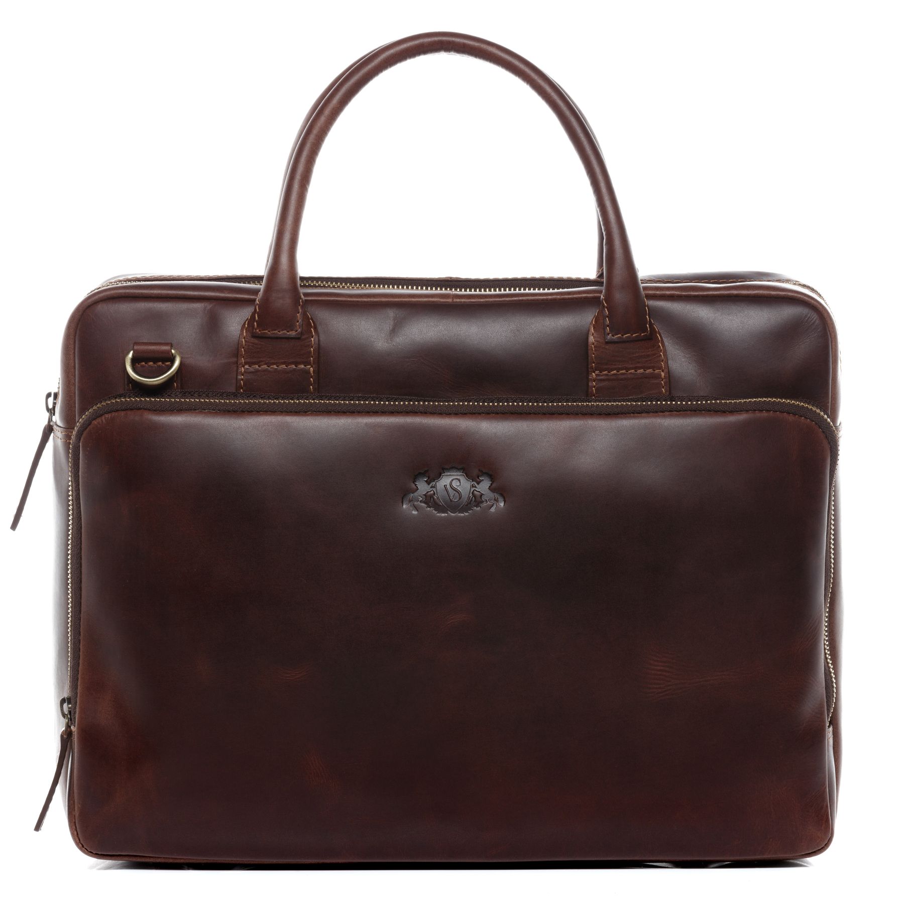 SID & VAIN Laptoptasche Leder XL RYAN braun-cognac 16066