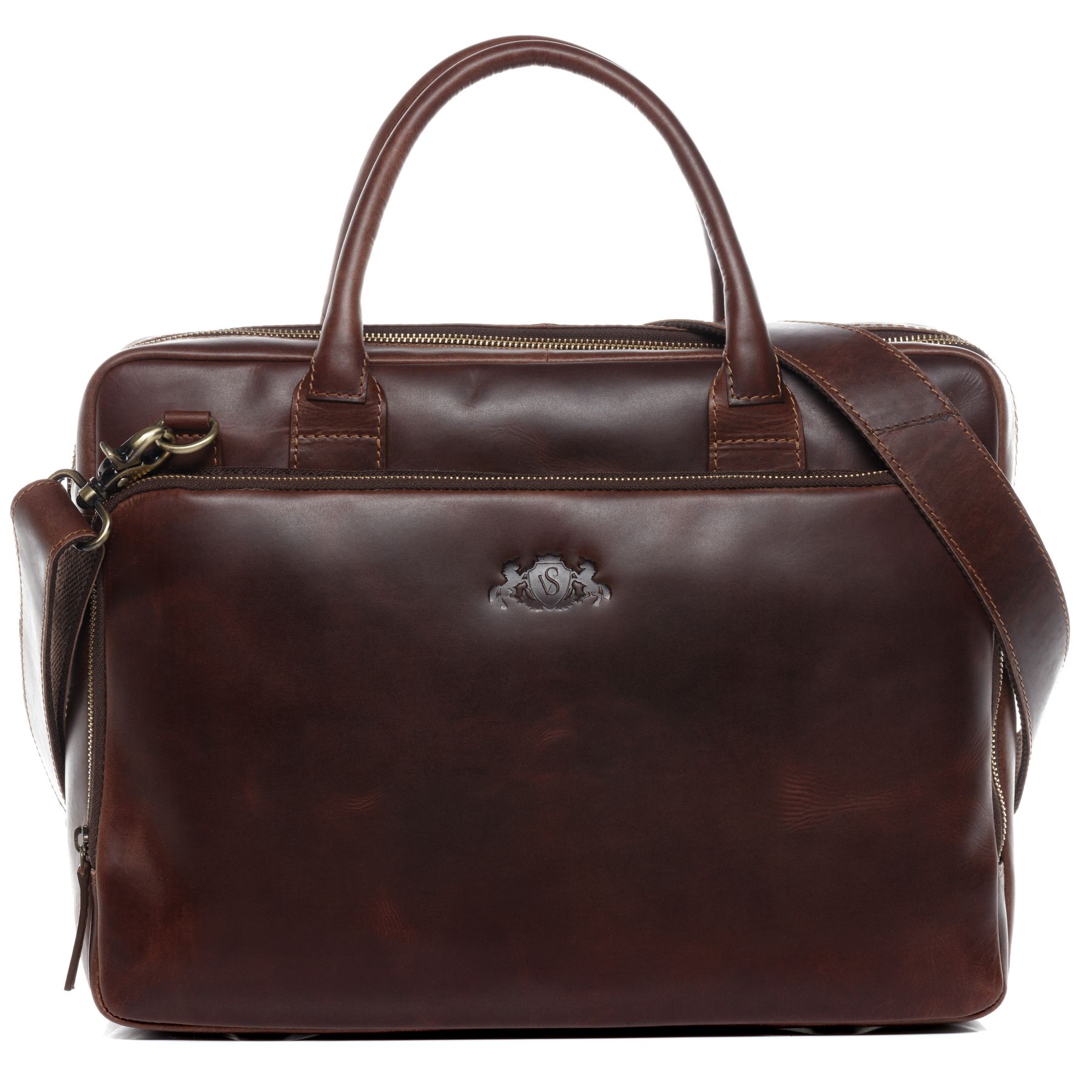 SID & VAIN Laptoptasche Leder XL RYAN braun-cognac 16067