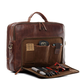 SID & VAIN Laptoptasche Leder XL SIMON braun 42551