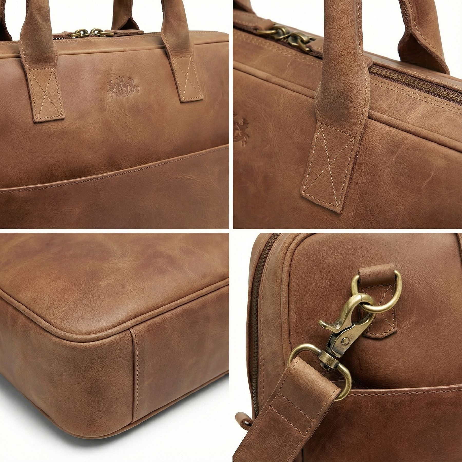 SID & VAIN Laptoptasche echt Leder 15" Zoll Laptop Umhängetasche Aktentasche Herren Business-Tasche ADEN gross 50574