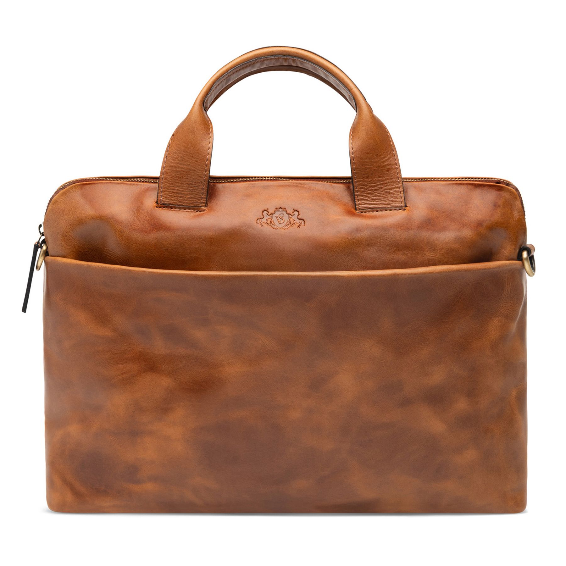 Laptop bag leather Light brown 15" CARTER work bag briefcase