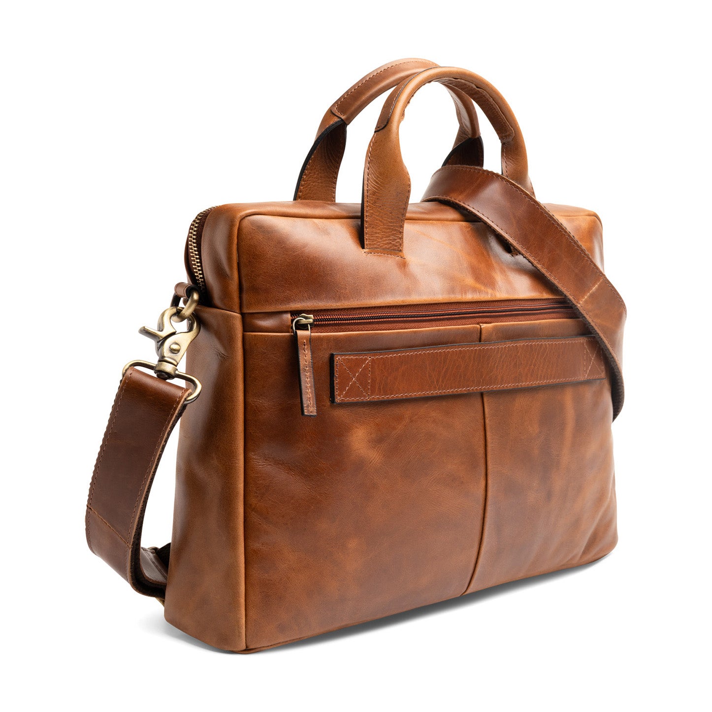 Laptop bag leather Light brown 15" CARTER work bag briefcase