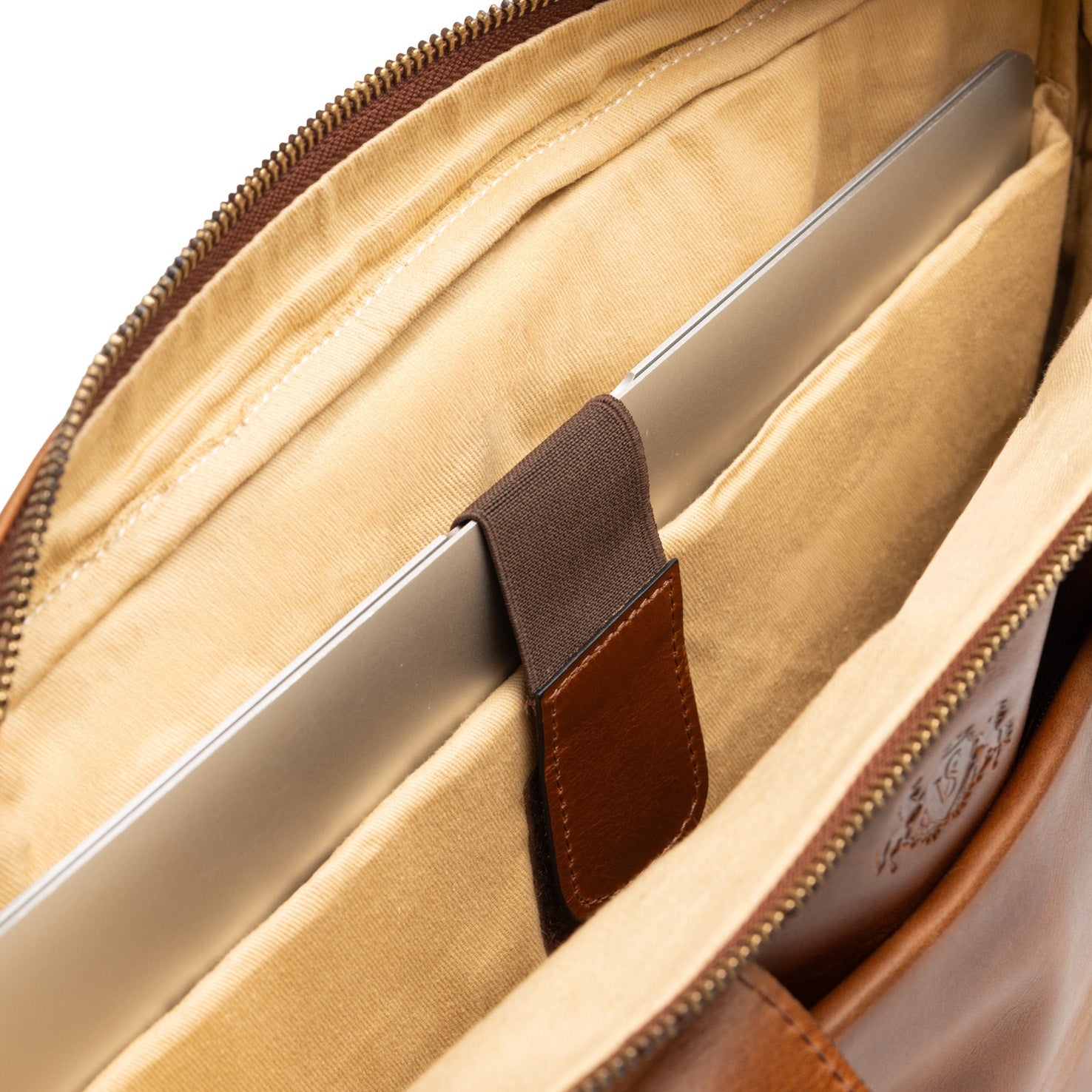 Laptop bag leather Light brown 15" CARTER work bag briefcase