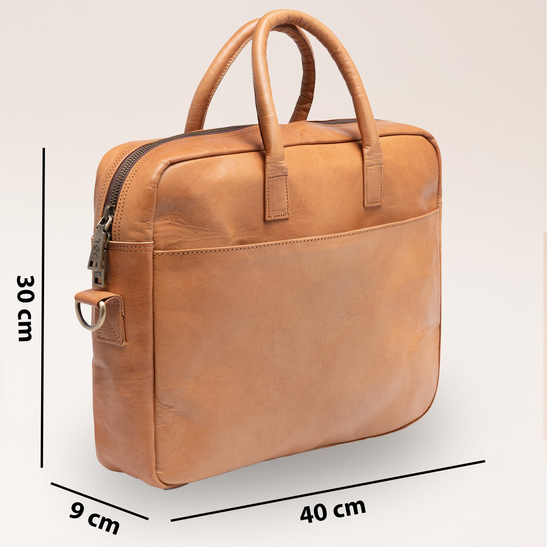 SID & VAIN Laptoptasche echt Leder Umhängetasche Aktentasche Damen Herren Business-Tasche hellbraun CEDAR 50583