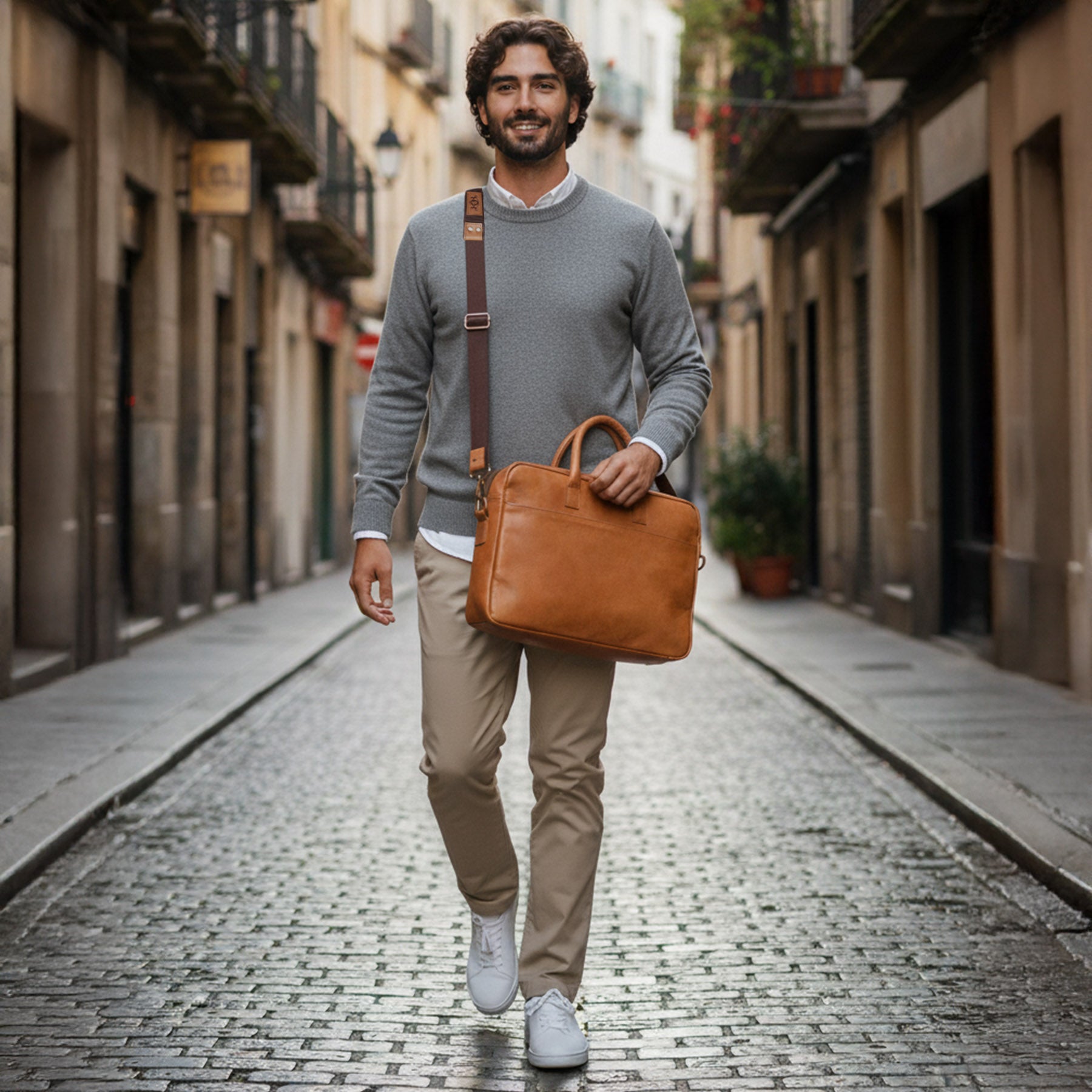 Laptoptasche 15" Leder braun CEDAR Arbeitstasche Aktentasche