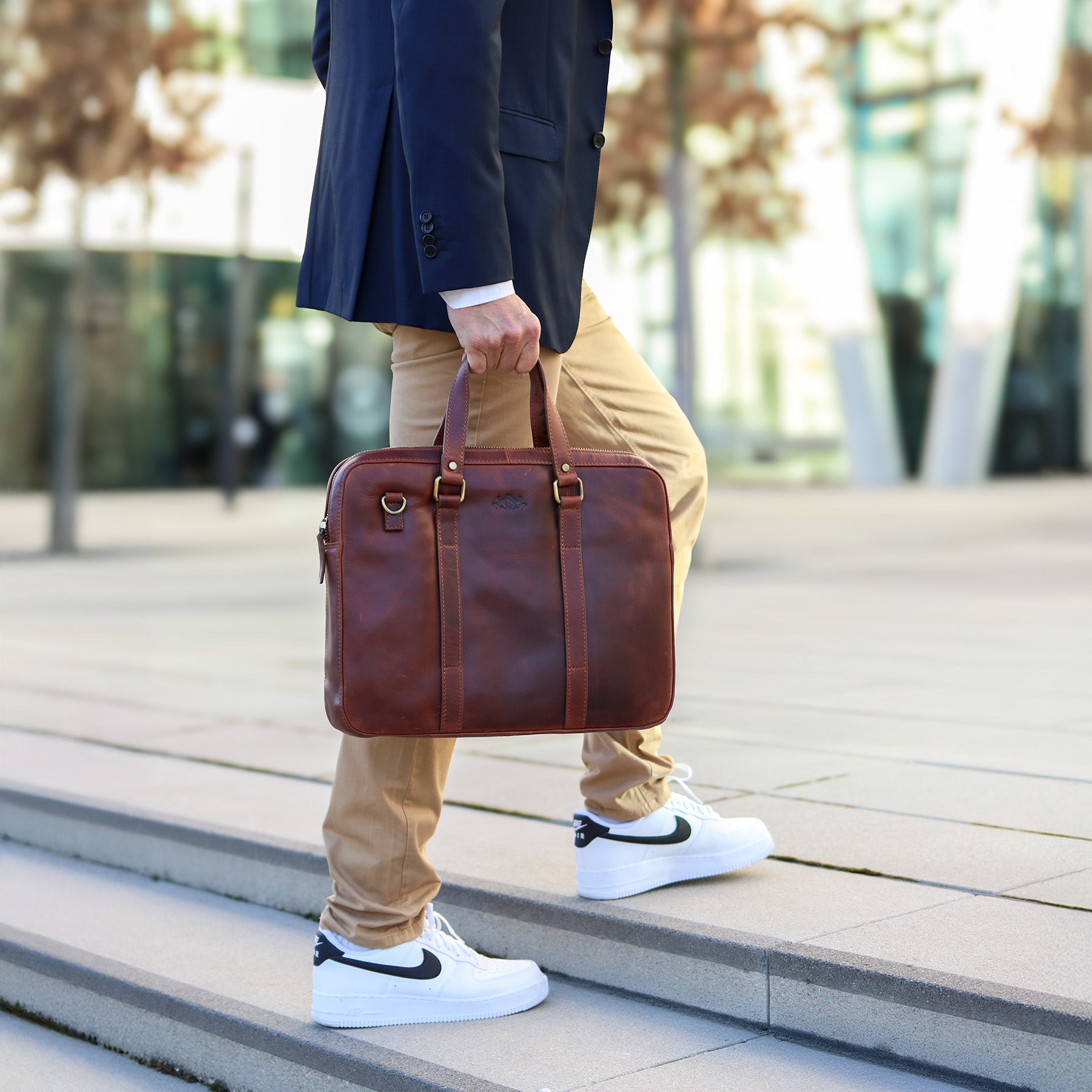 SID & VAIN Laptoptasche Leder Maguire braun Businesstasche 50119