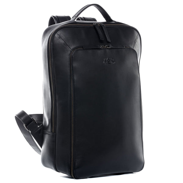 SID & VAIN XL backpack leather DYLAN black bicycle backpack