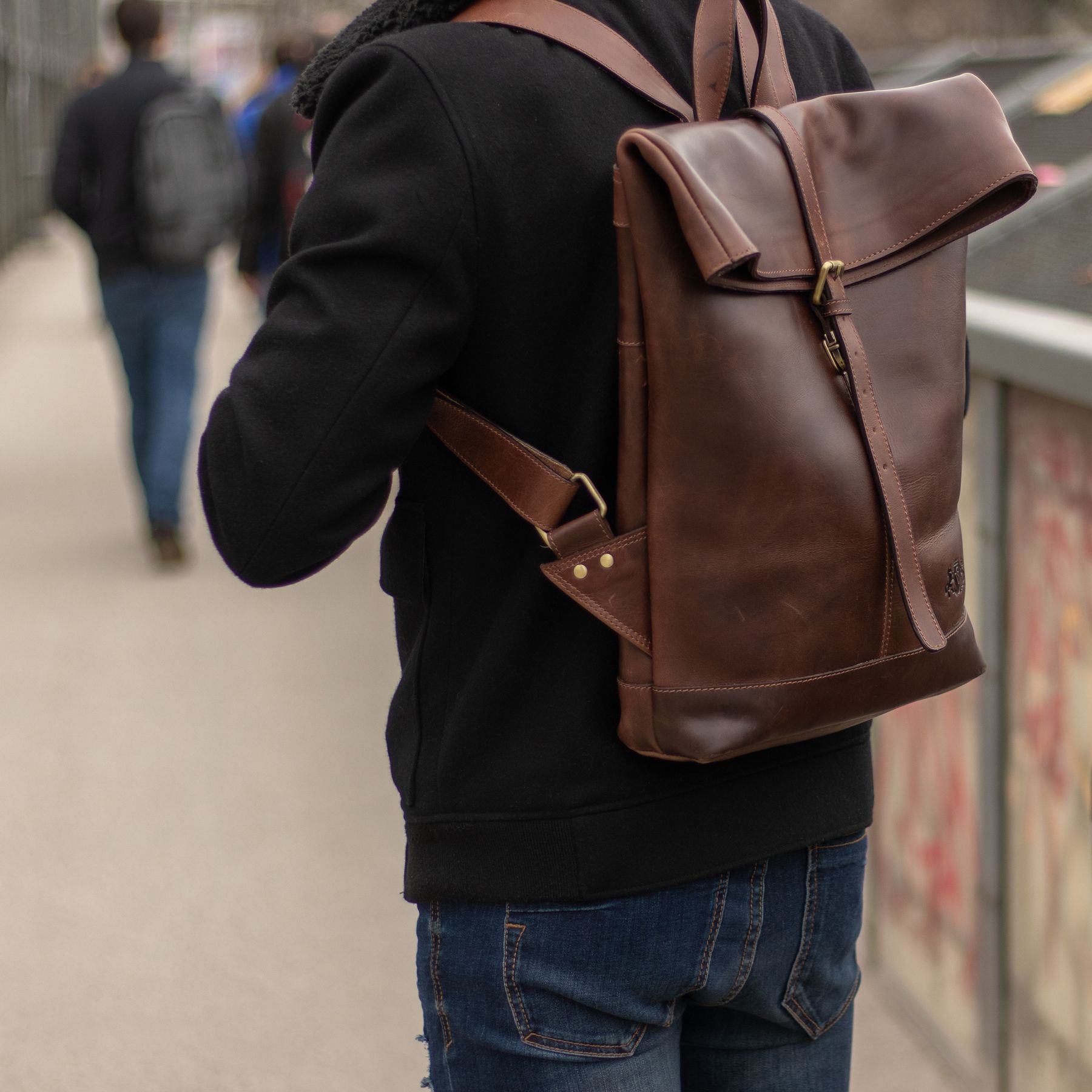 SID & VAIN Rucksack Leder JAY dark-brown 20853