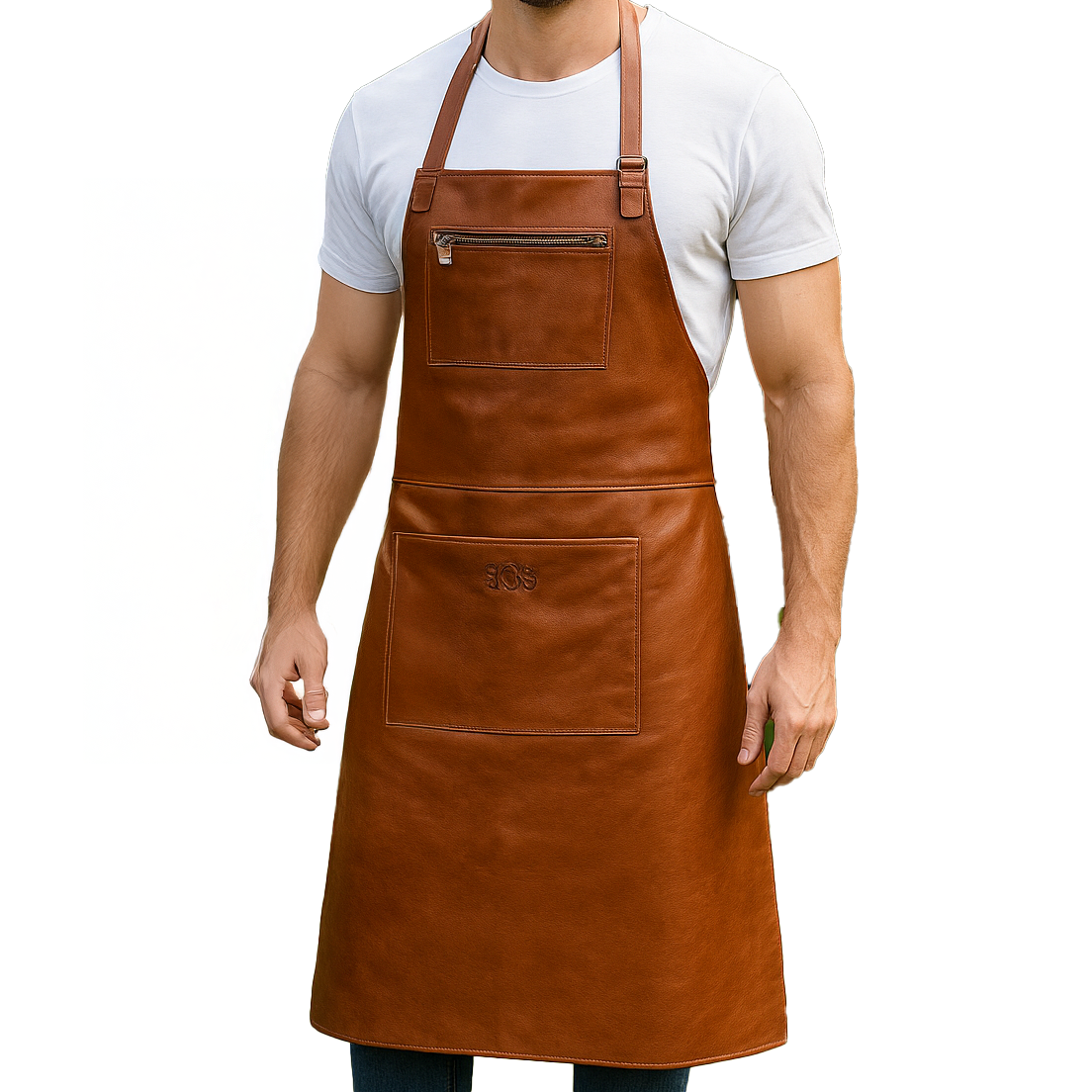 SID & VAIN Lederschürze Leder HEATHROW braun Grillschürze  49543