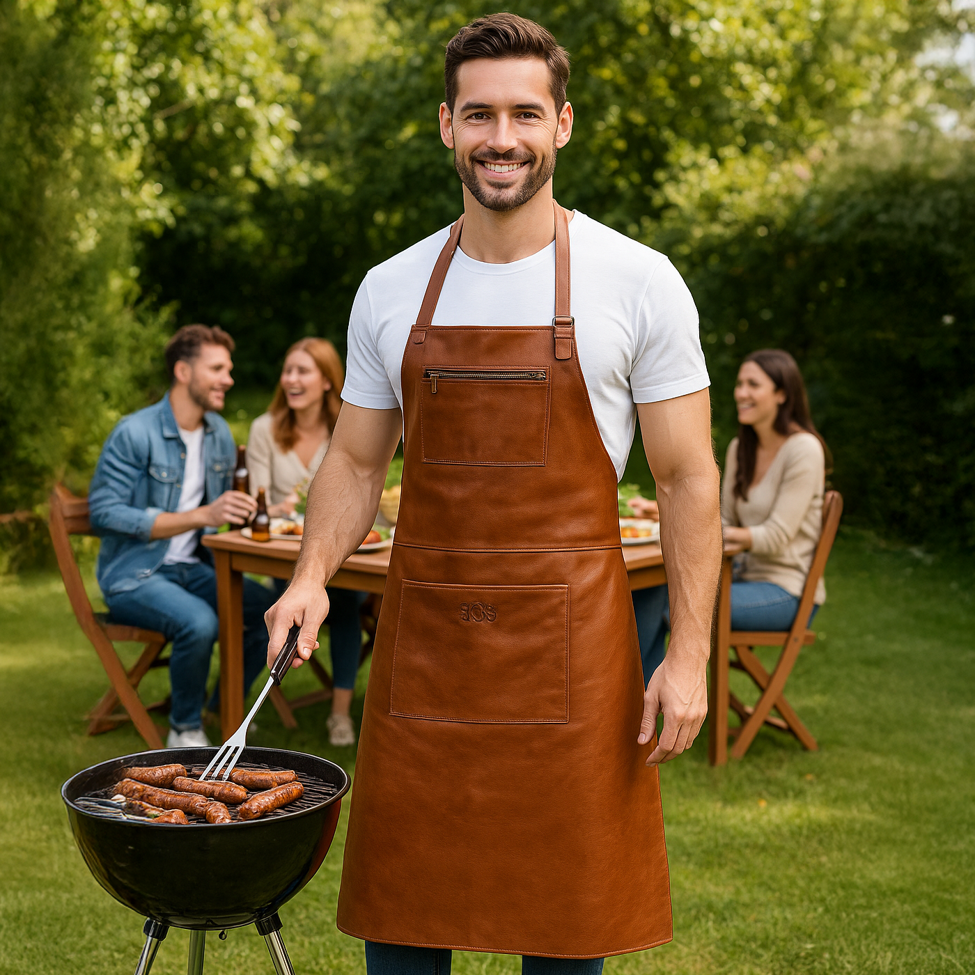 SID & VAIN Lederschürze Leder HEATHROW braun Grillschürze  49542