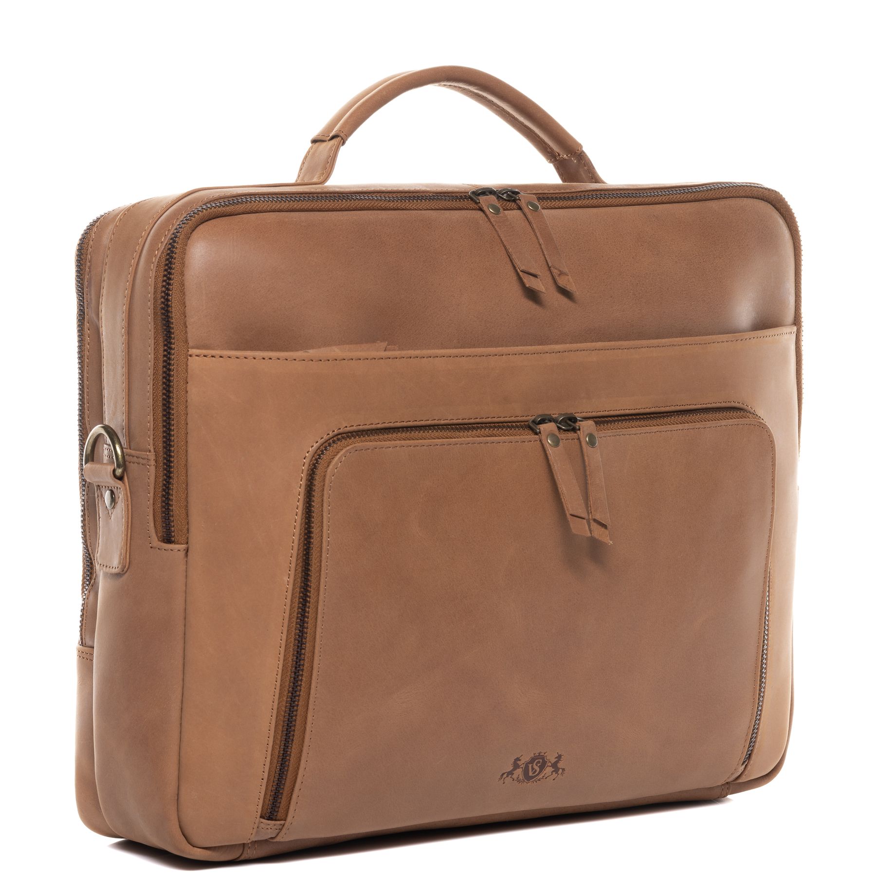 SID & VAIN Lehrertasche Leder CHELSEA braun 15" Aktentasche 36692