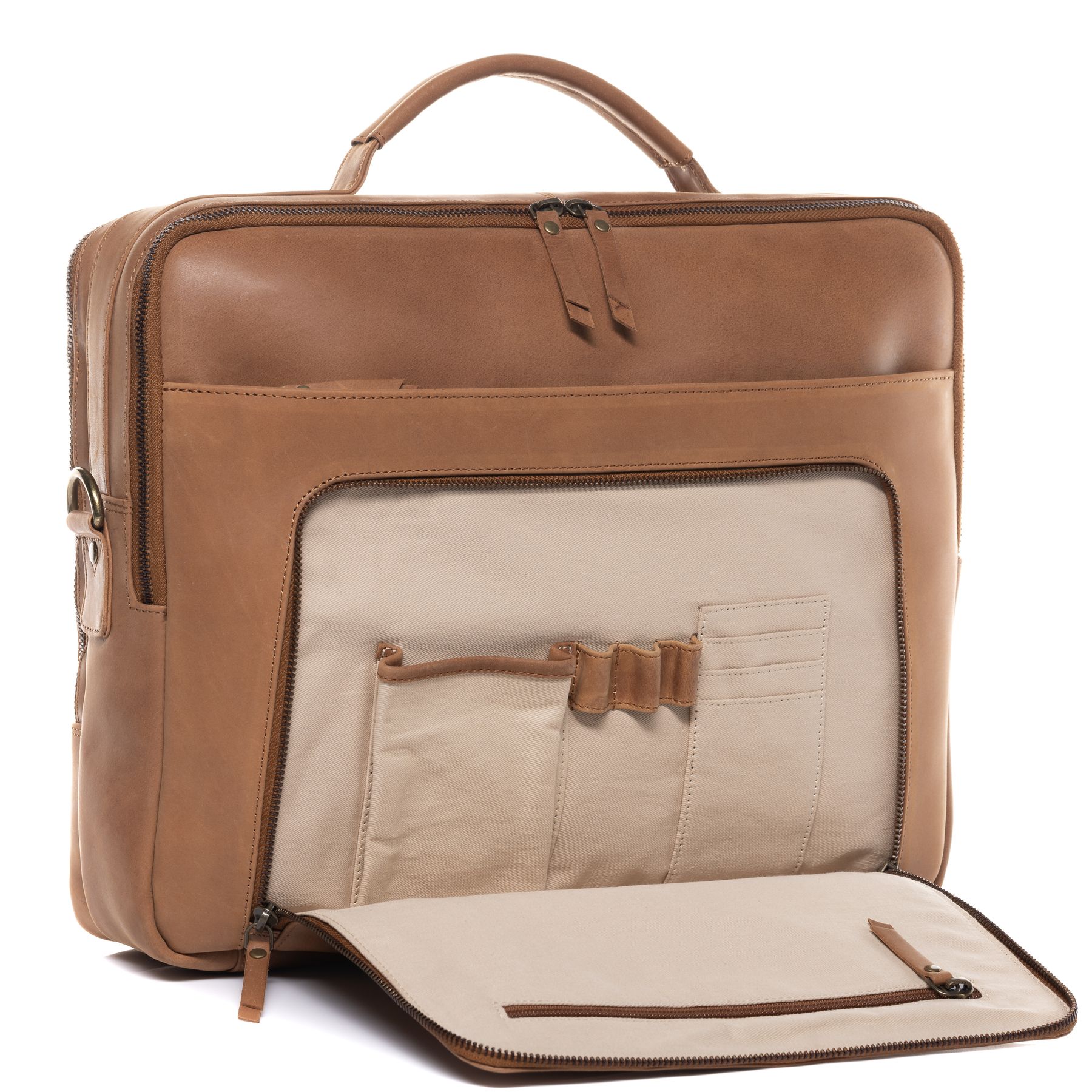 SID & VAIN Lehrertasche Leder CHELSEA braun 15" Aktentasche 6