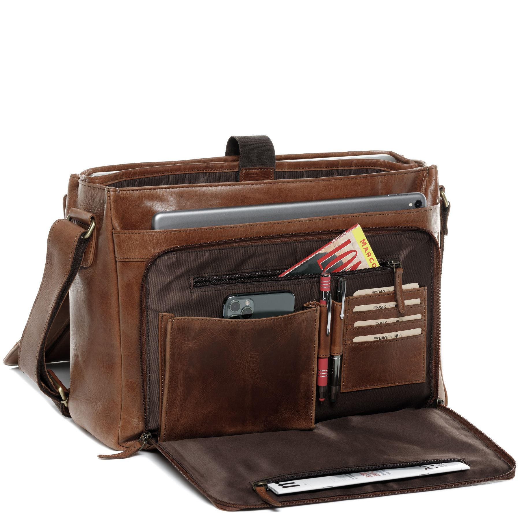 SID & VAIN Laptoptasche Lehrertasche Leder Joseph light-brown 27133