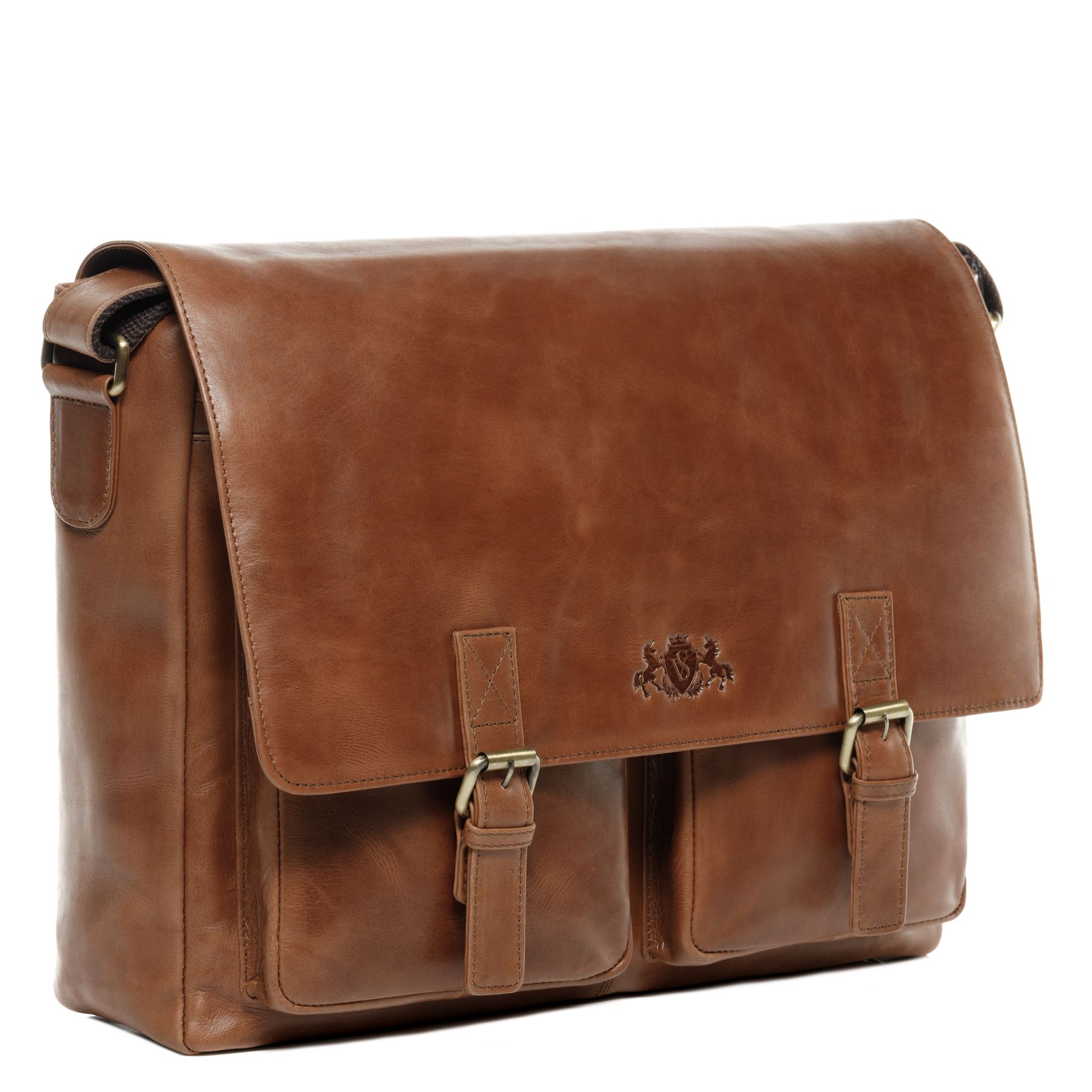 SID & VAIN Laptoptasche Lehrertasche Leder XL SERGEANT light-brown 32117