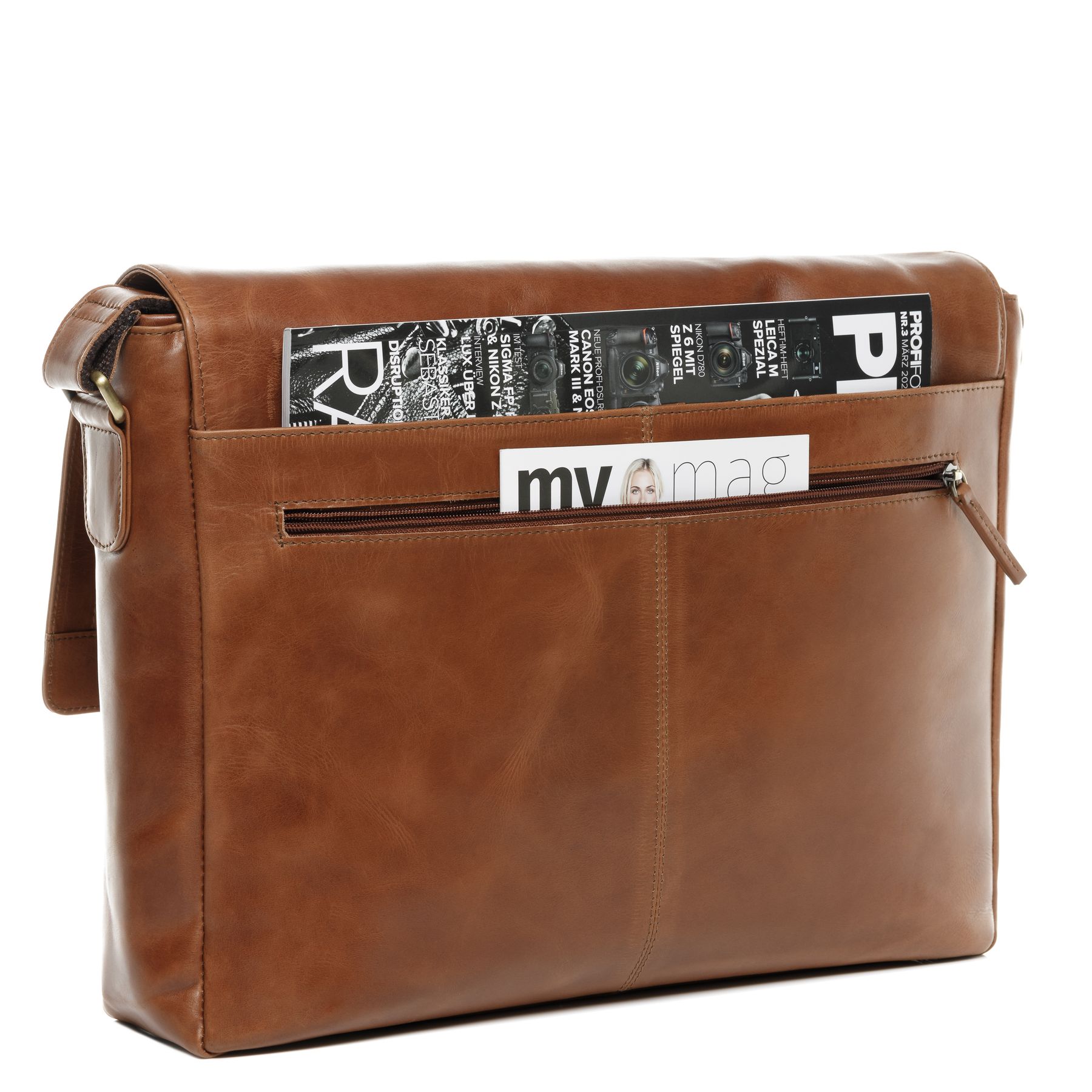 SID & VAIN Laptoptasche Lehrertasche Leder XL SERGEANT light-brown 32118