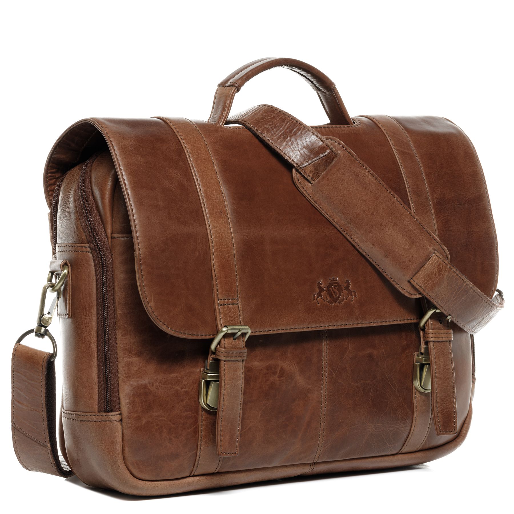 SID & VAIN Laptoptasche Lehrertasche Leder XL SPECTOR light-brown 27128