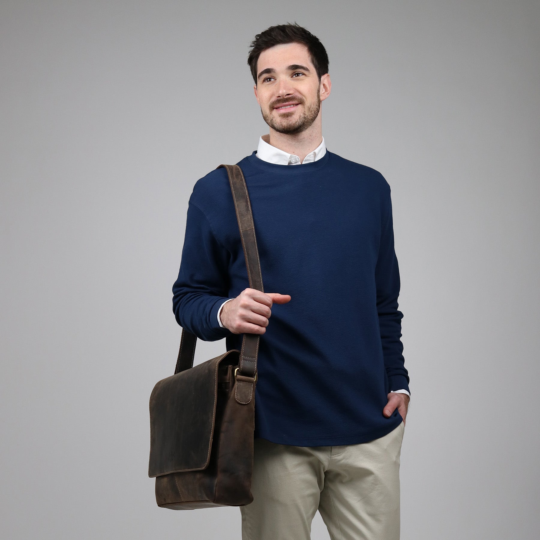 SID & VAIN Laptoptasche Leder Messenger Bag Leder XL SPENCER  41460