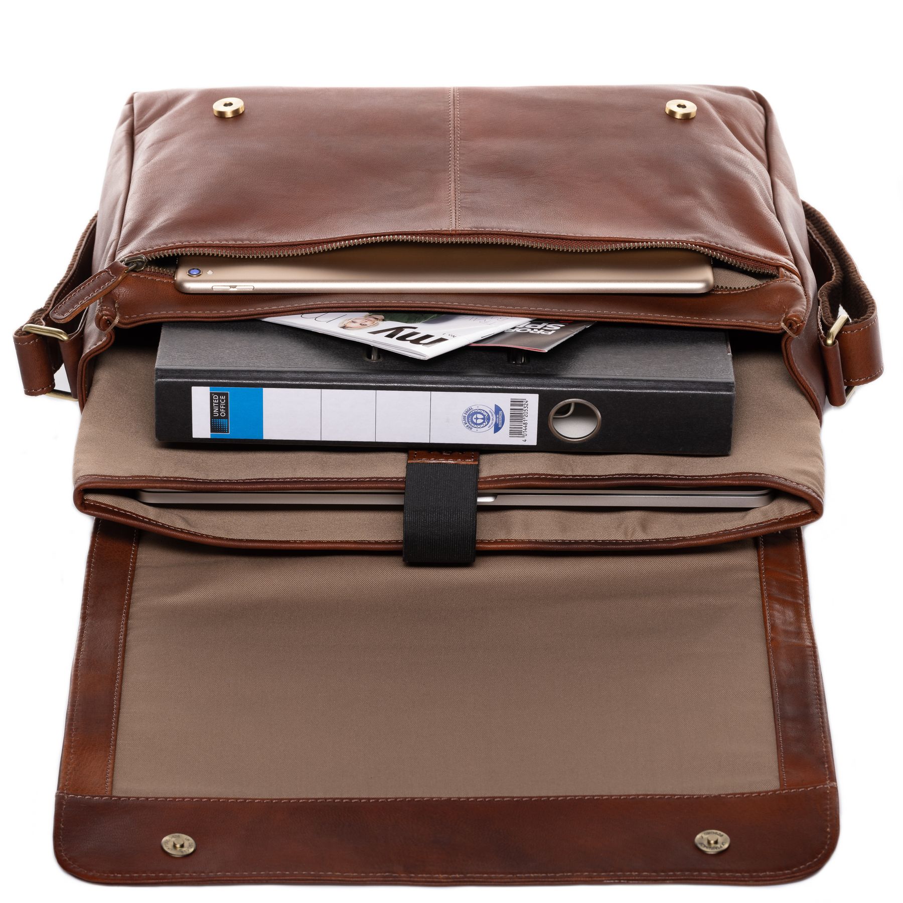 SID & VAIN Laptoptasche Leder Messenger Bag Leder XL SPENCER  34527