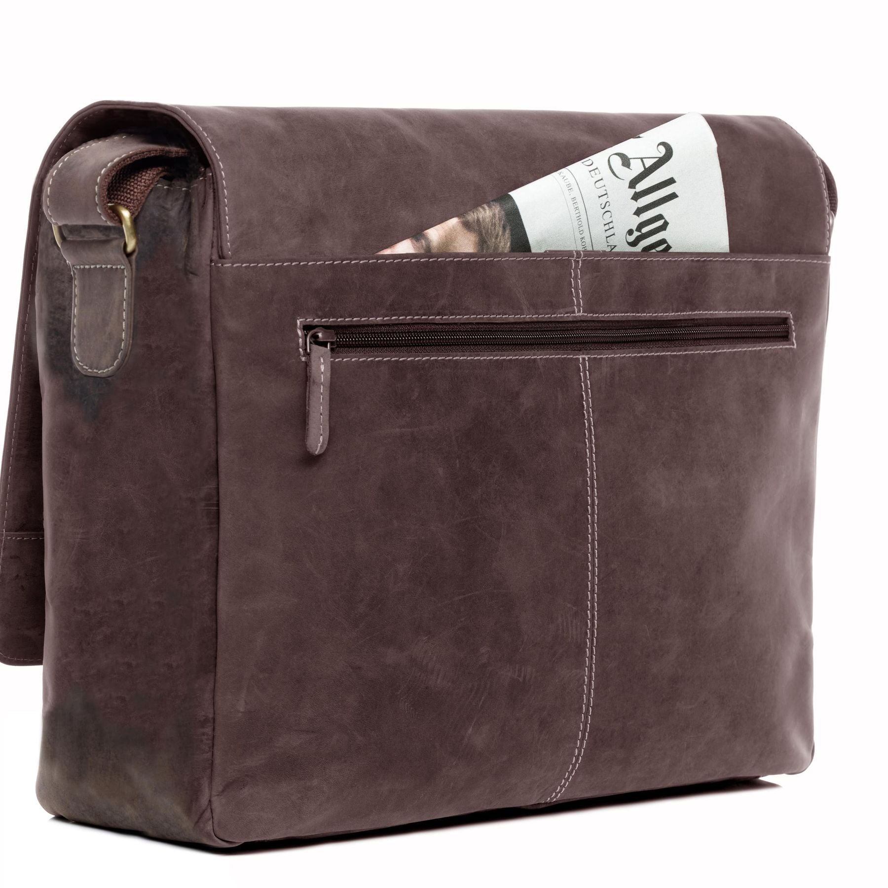 SID & VAIN Laptoptasche Leder Messenger Bag Leder XL SPENCER Vintage-brown2 25501