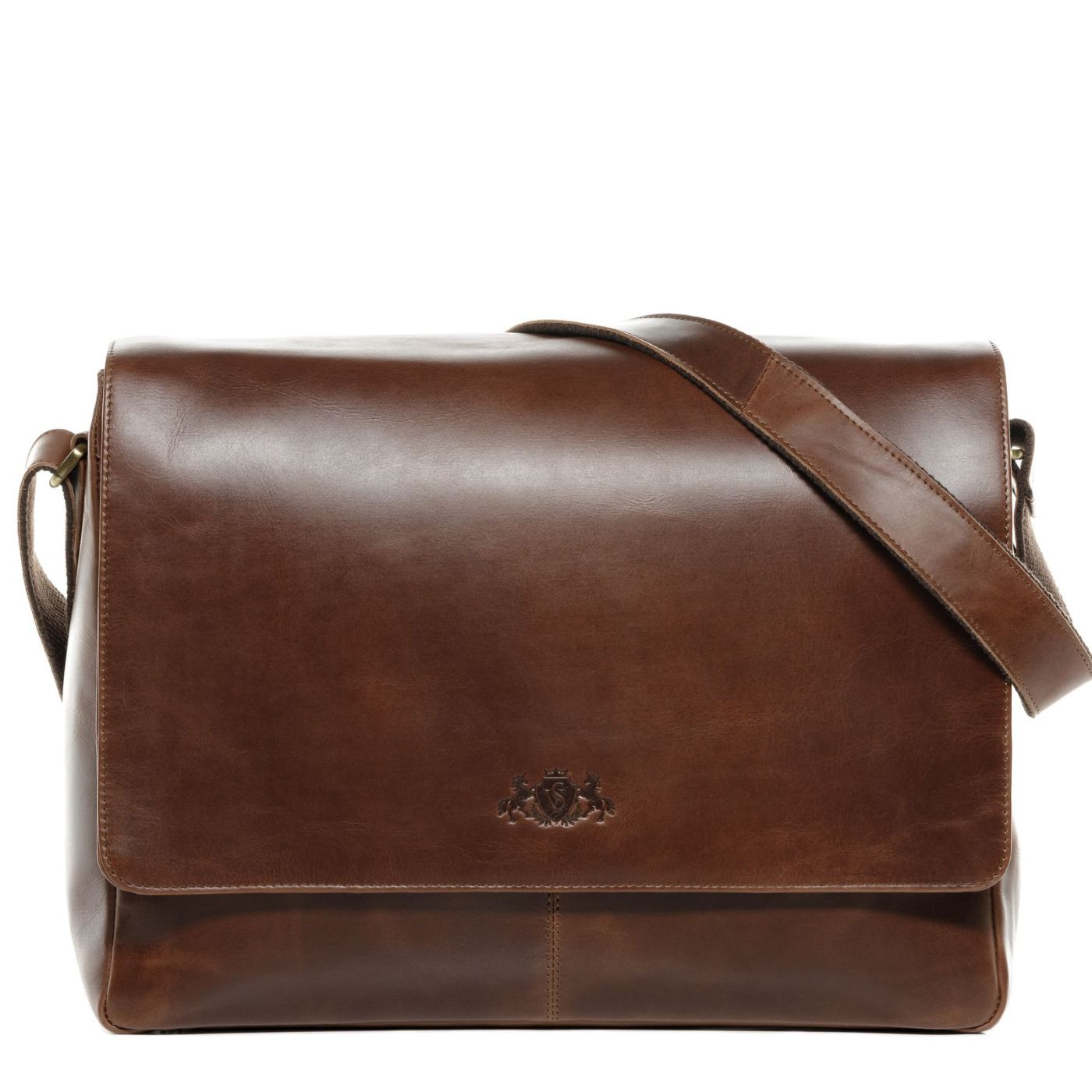 Sid and Vain Produktbild auf weißem Hintergrund  Messenger Bag Leder braun
