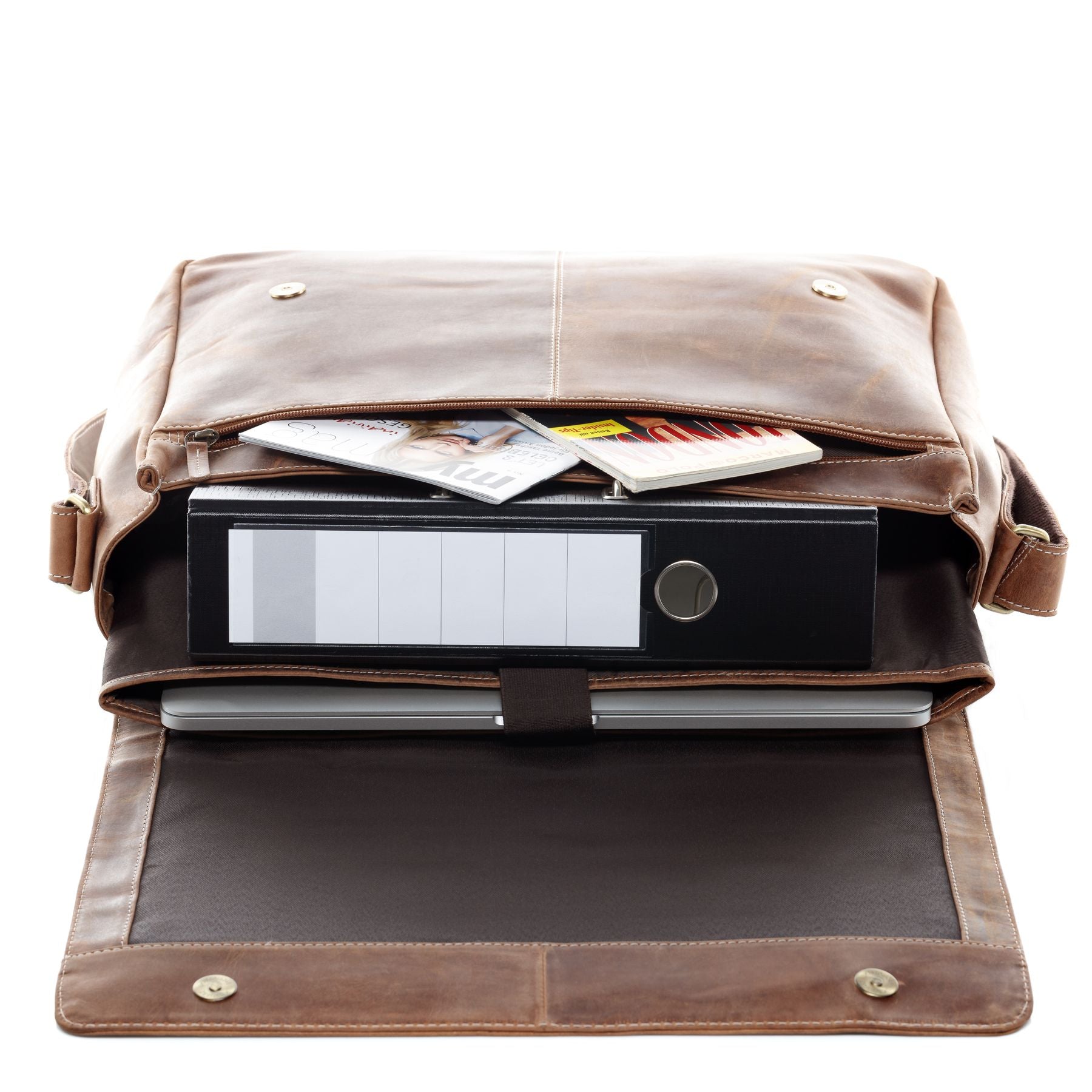 SID & VAIN Laptoptasche Leder Messenger Bag Leder XL SPENCER  29254