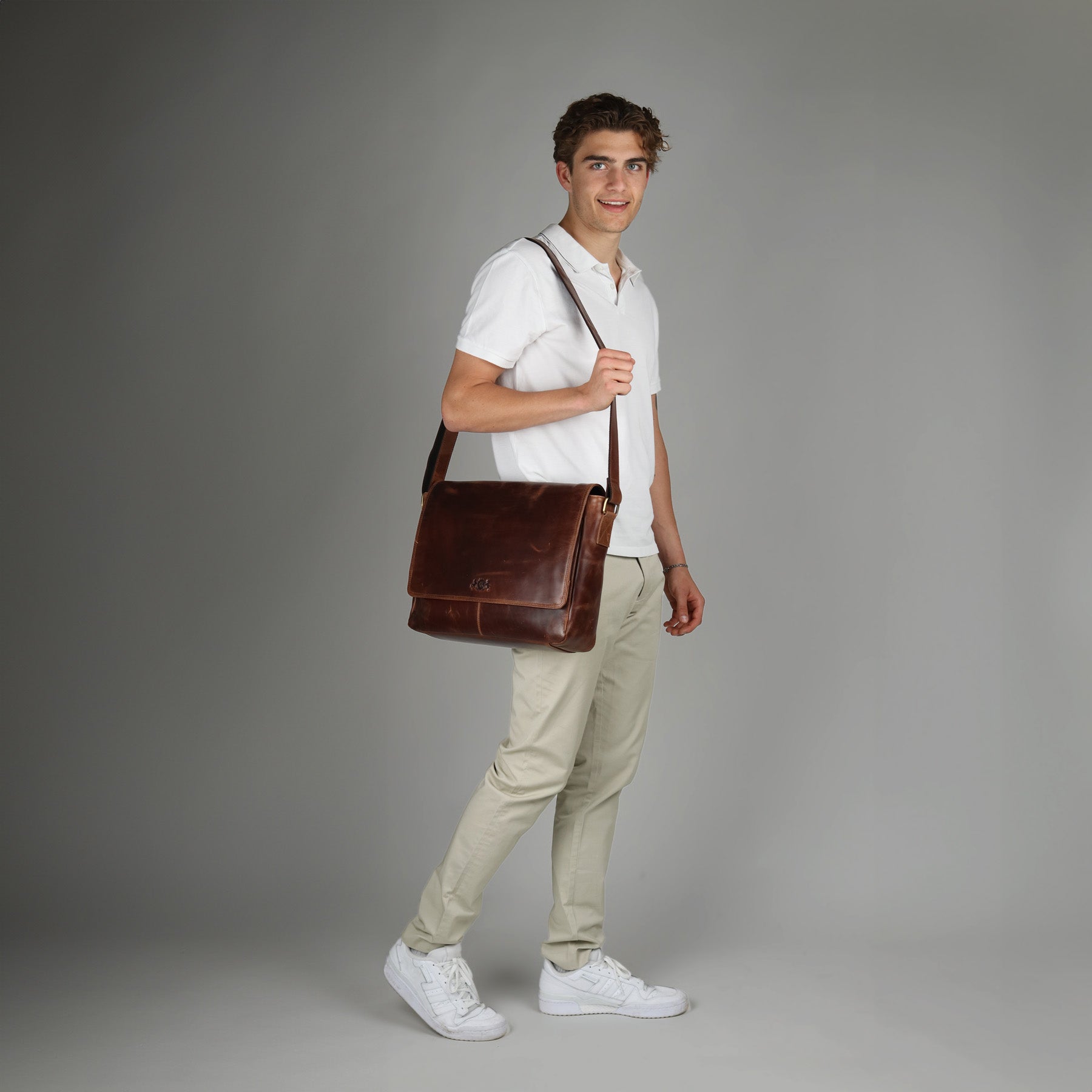 SID & VAIN Messenger Bag Leder SPENCER braun Businesstasche 2